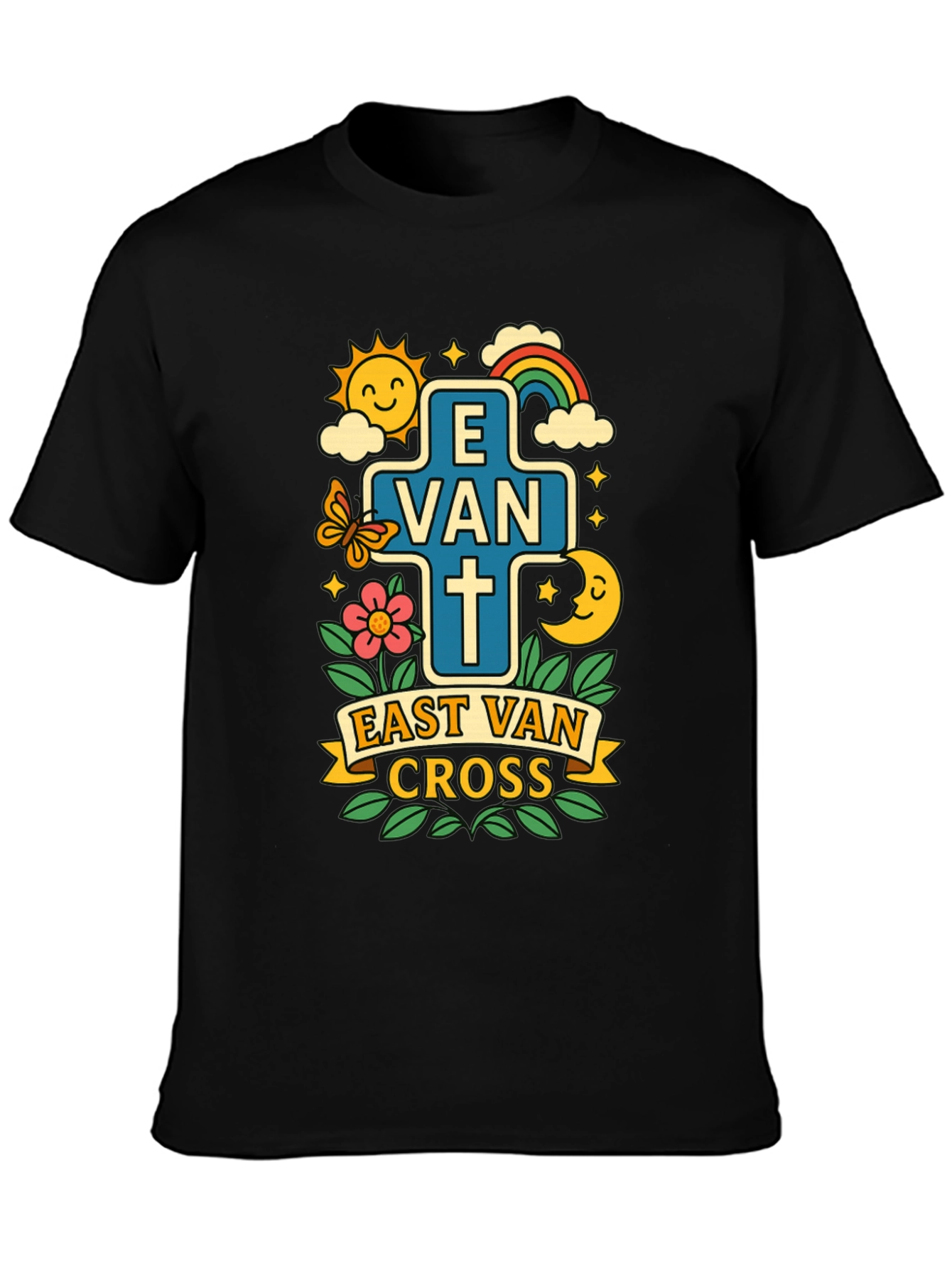 Black East Van Cross Graphic T-Shirt view 3