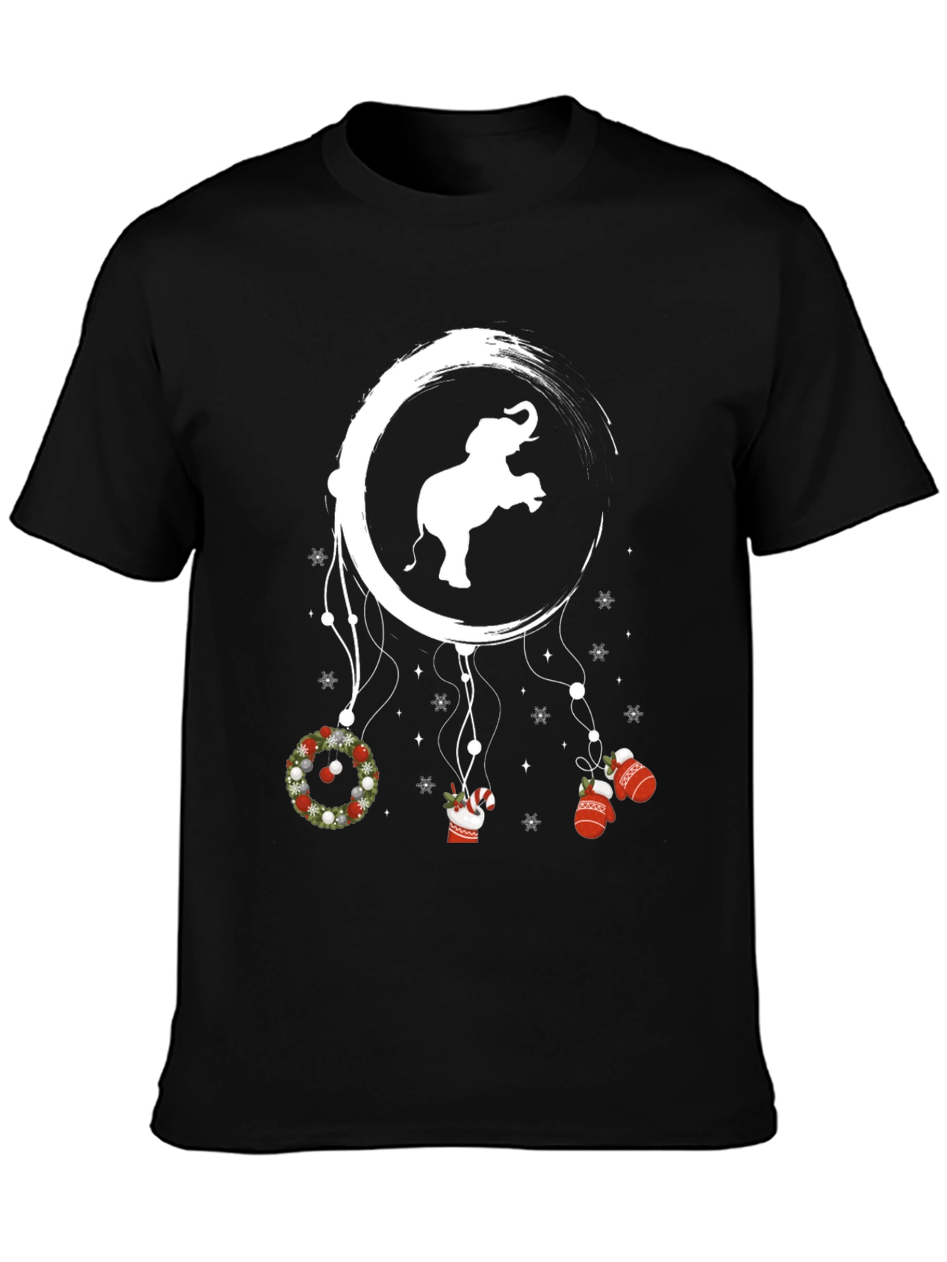 Black Elephant Christmas Dreamcatcher T-Shirt view 3