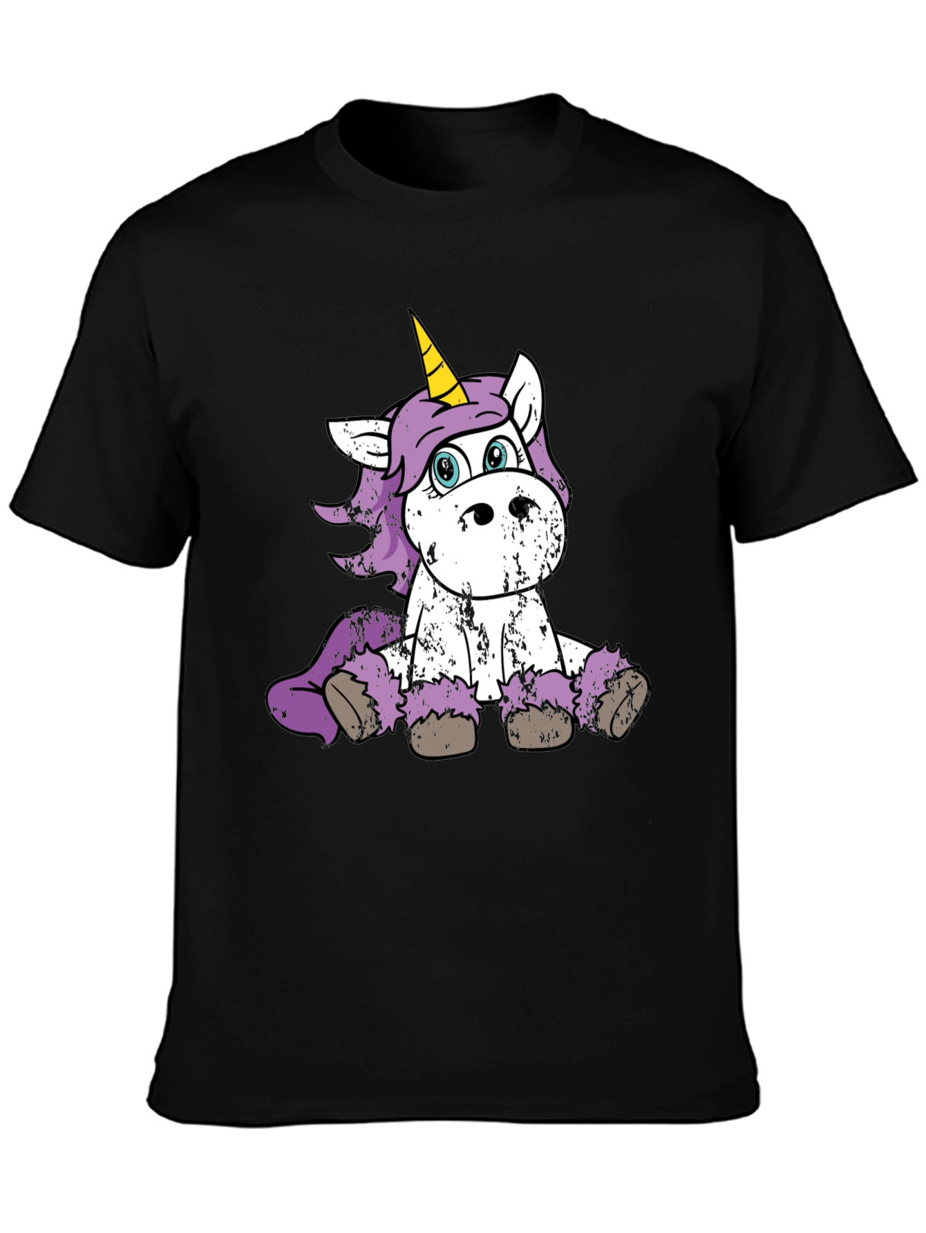 Black Cute Unicorn Graphic Black T-Shirt view 3