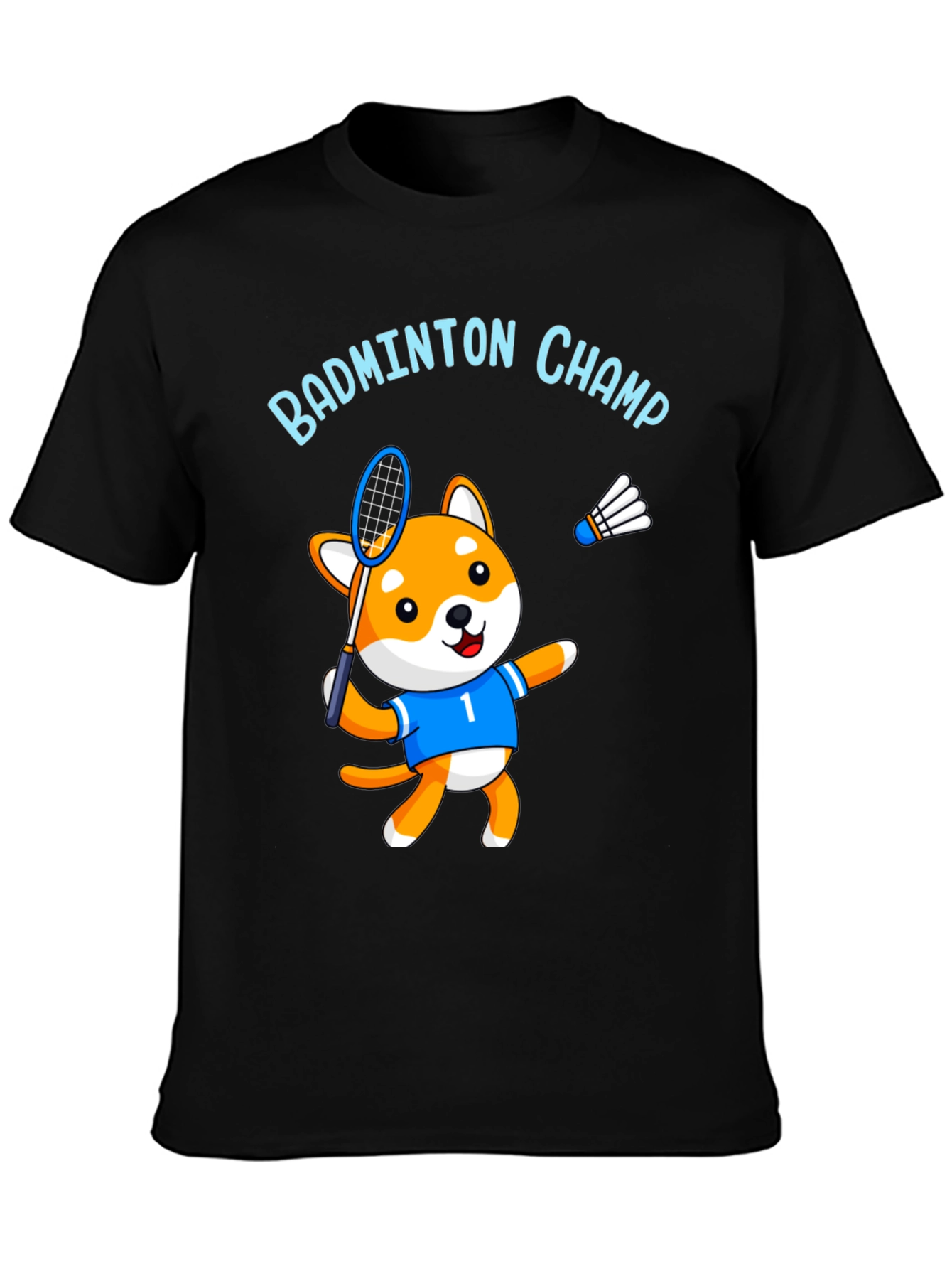 Black Badminton Champ Dog Graphic Tee - Black view 3