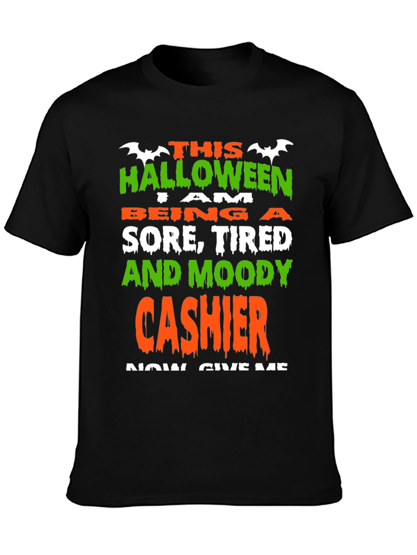 Black Halloween Cashier Graphic Tee - Sore Tired & Moody view 3
