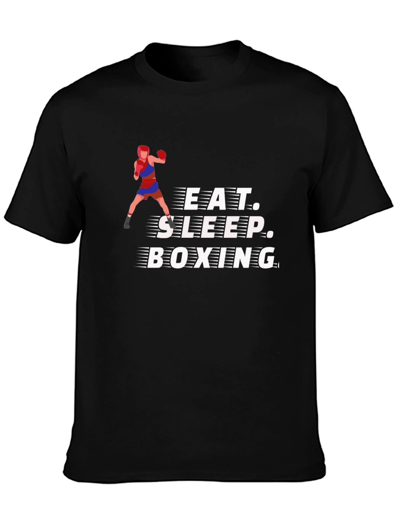 Black Eat Sleep Boxing Black T-Shirt view 3