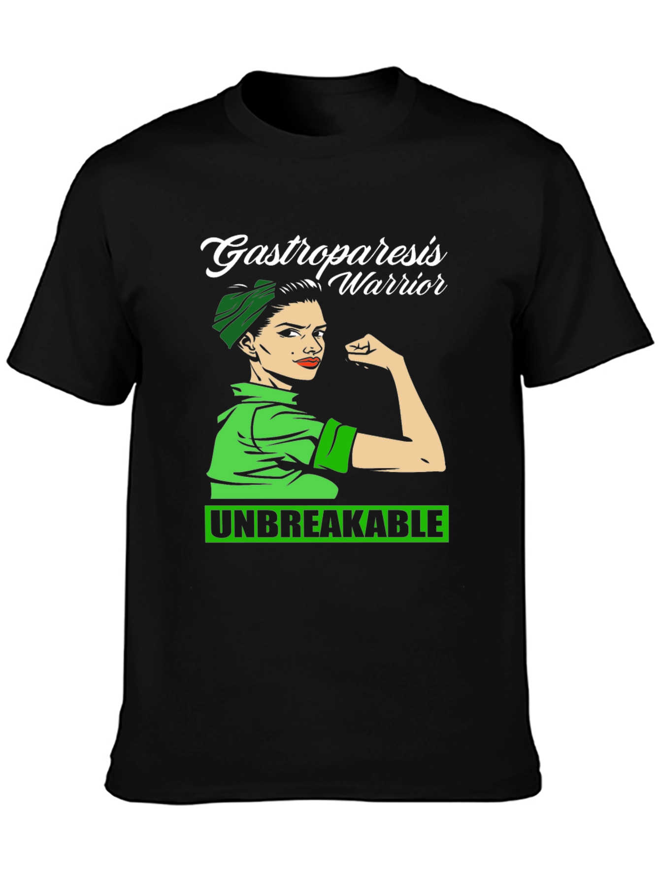 Black Gastroparesis Warrior Black T-Shirt view 3