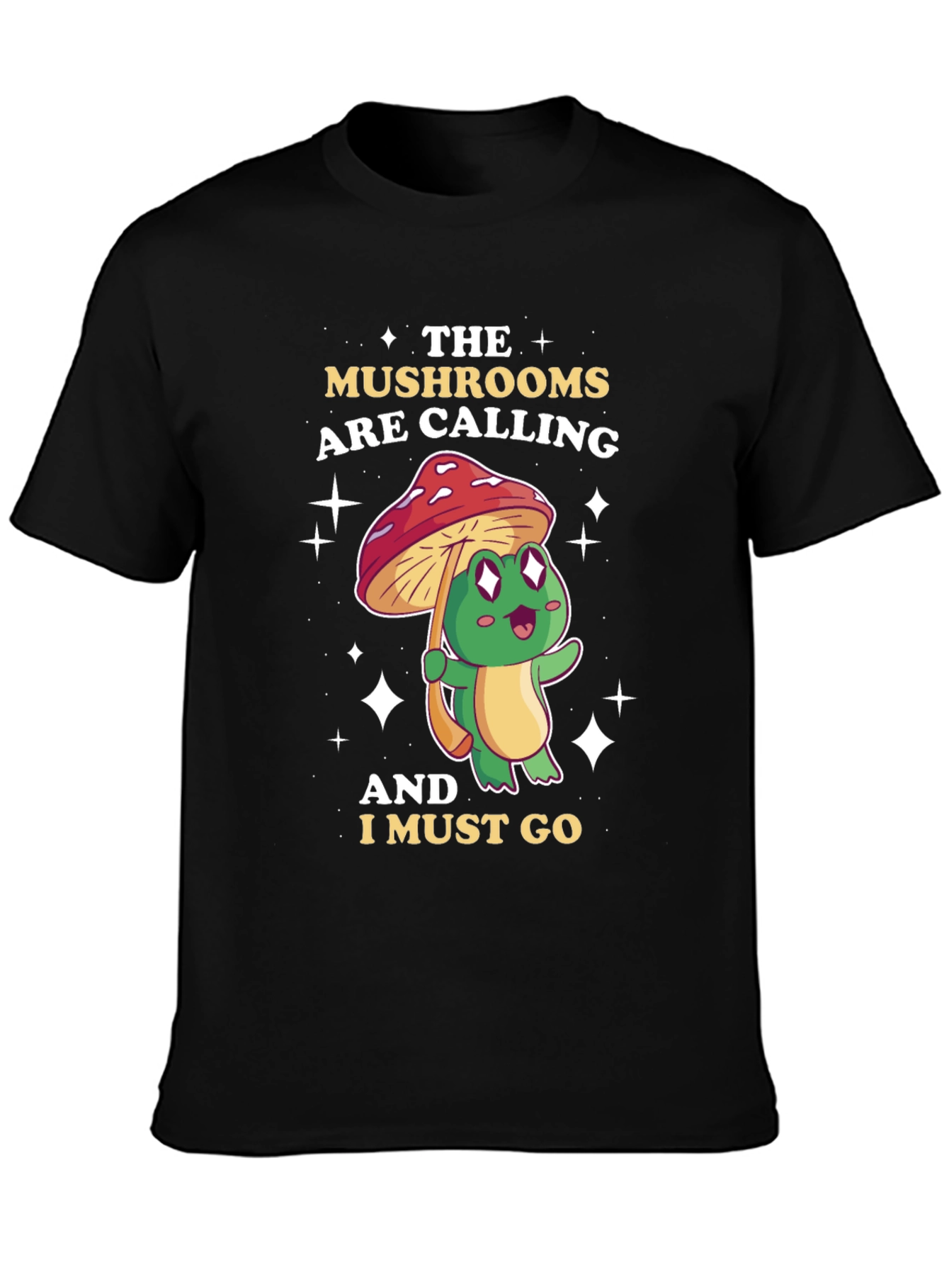 Black Mushroom Calling Frog T-Shirt view 3