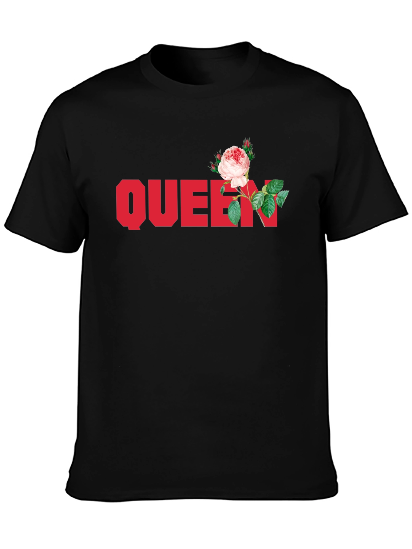 Black Queen Rose Graphic Tee - Stylish Black T-Shirt view 3