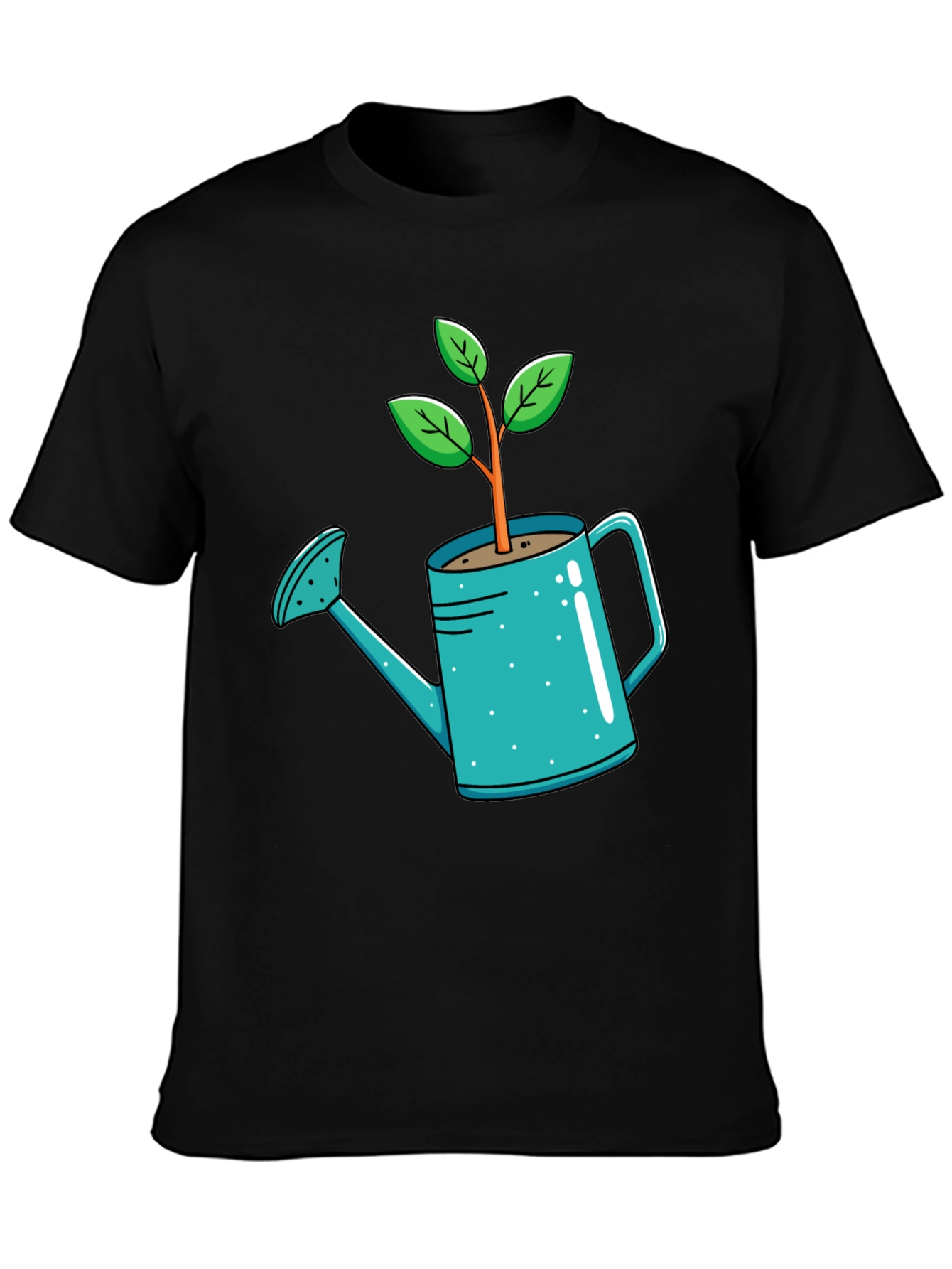 Black Plant Watering Can T-Shirt - Garden Lover Tee view 3
