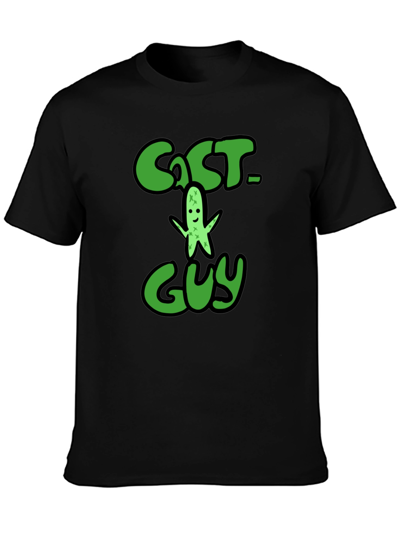Black Cactus Guy Graphic Print T-Shirt view 3