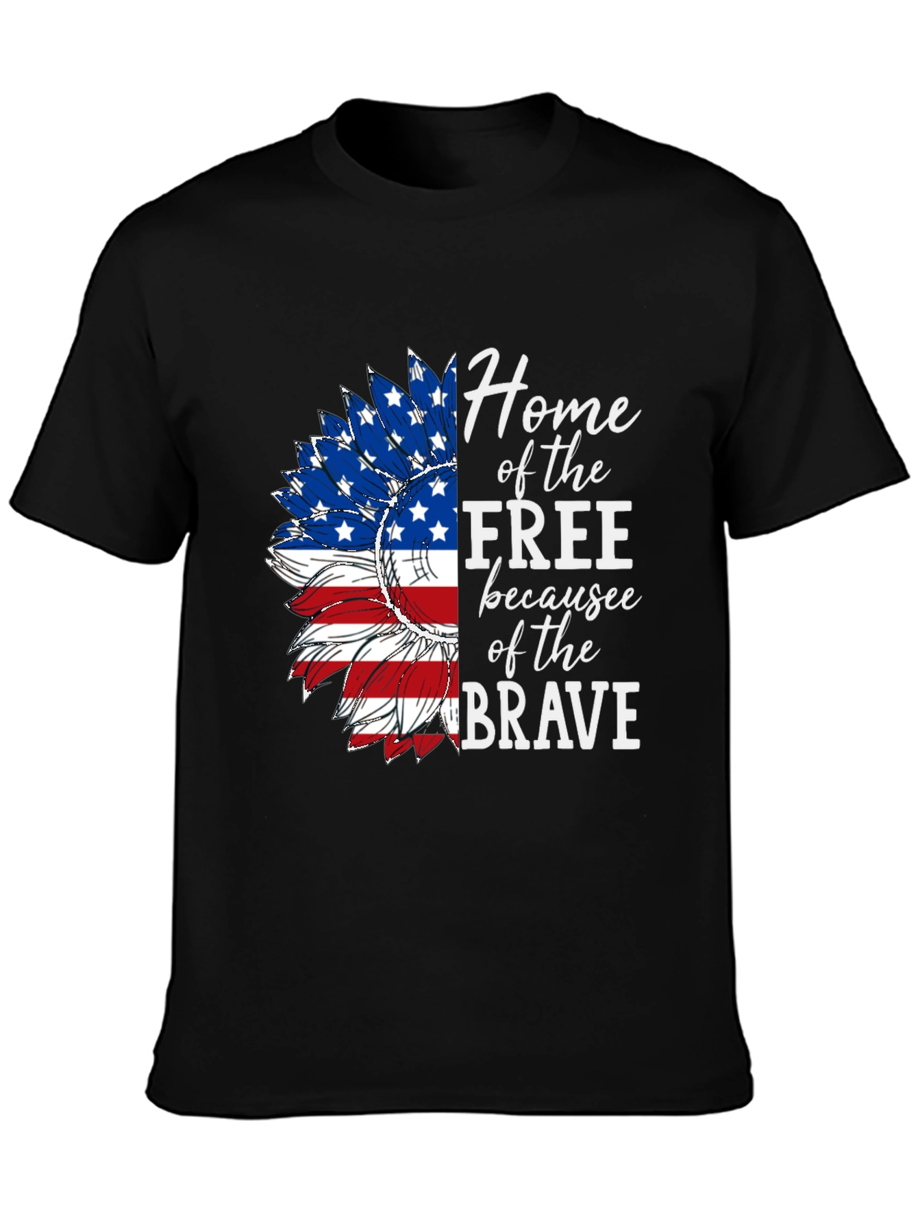 Black Patriotic Sunflower Graphic Tee - Home of the Free view 3