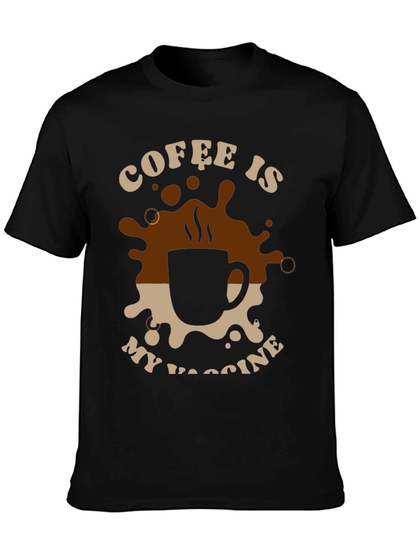 Black Coffee is My Vaccine T-Shirt - Black view 3