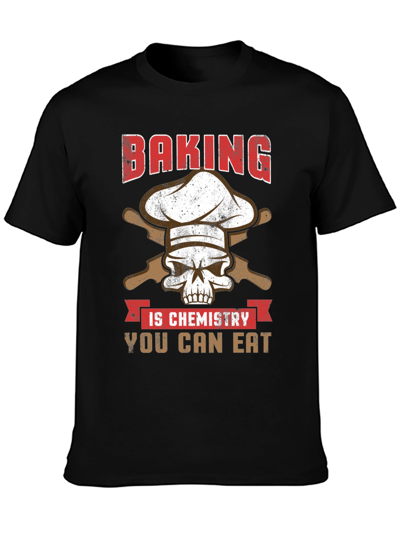 Black Baking is Chemistry Funny Skull T-Shirt view 3
