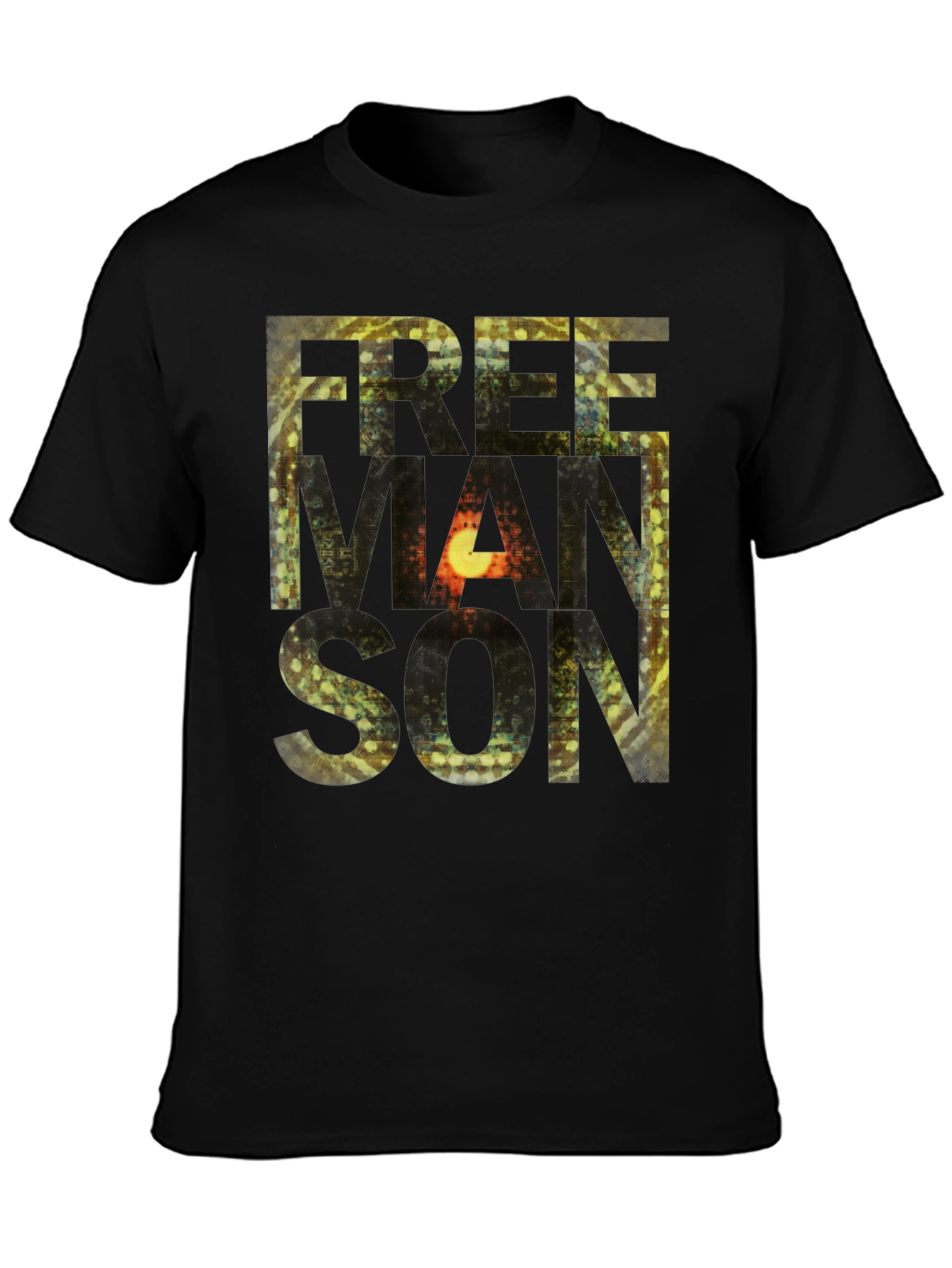 Black Freemanson Men's Black Graphic T-Shirt view 3