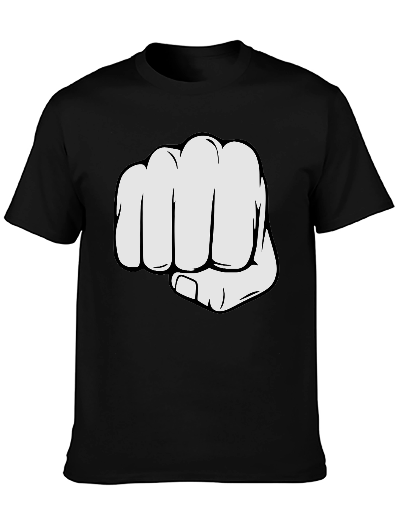 Black Fist Bump Graphic Tee - Black Crew Neck Cotton T-Shirt view 3