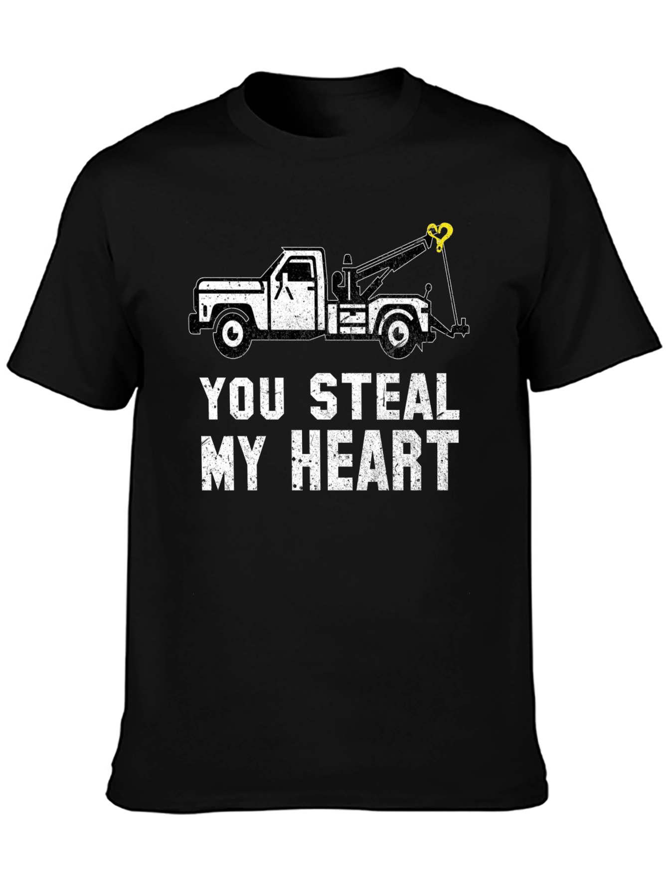 Black You Steal My Heart Tow Truck Graphic Tee view 3