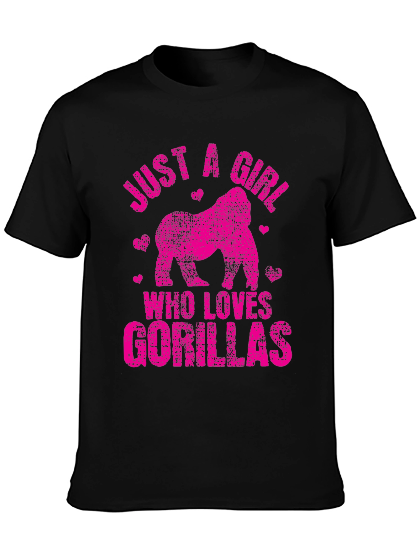 Black Gorilla Lover T-Shirt - Just a Girl Who Loves Gorillas! view 3