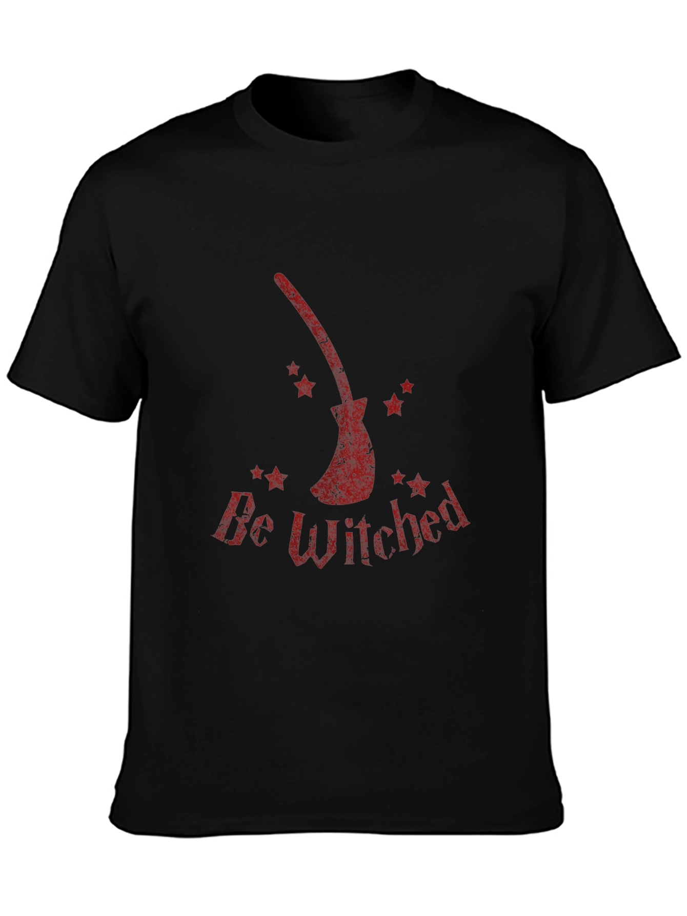 Black Be Witched T-Shirt - Halloween Broom Tee view 3
