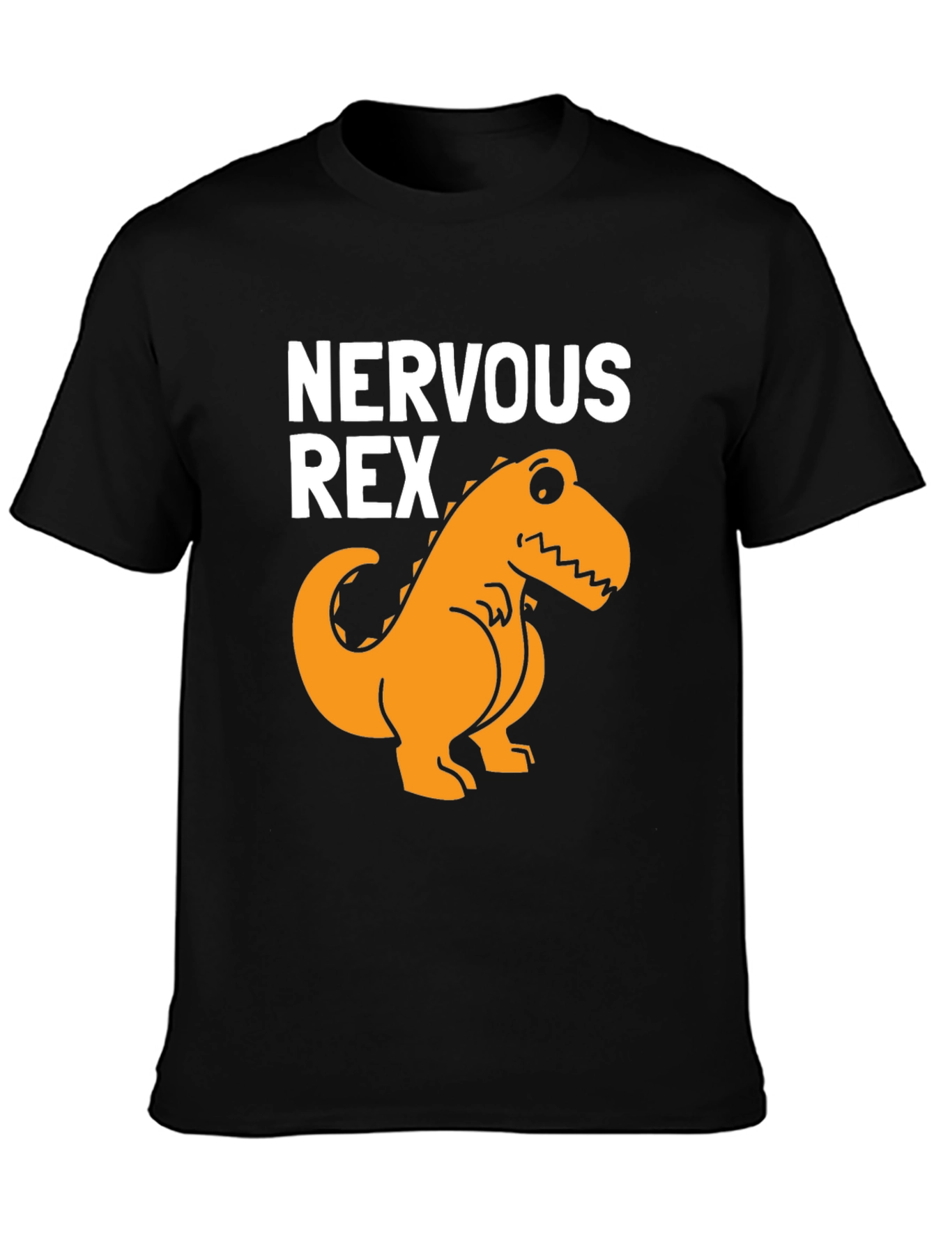 Black Nervous Rex T-Shirt - Funny Dinosaur Tee view 3