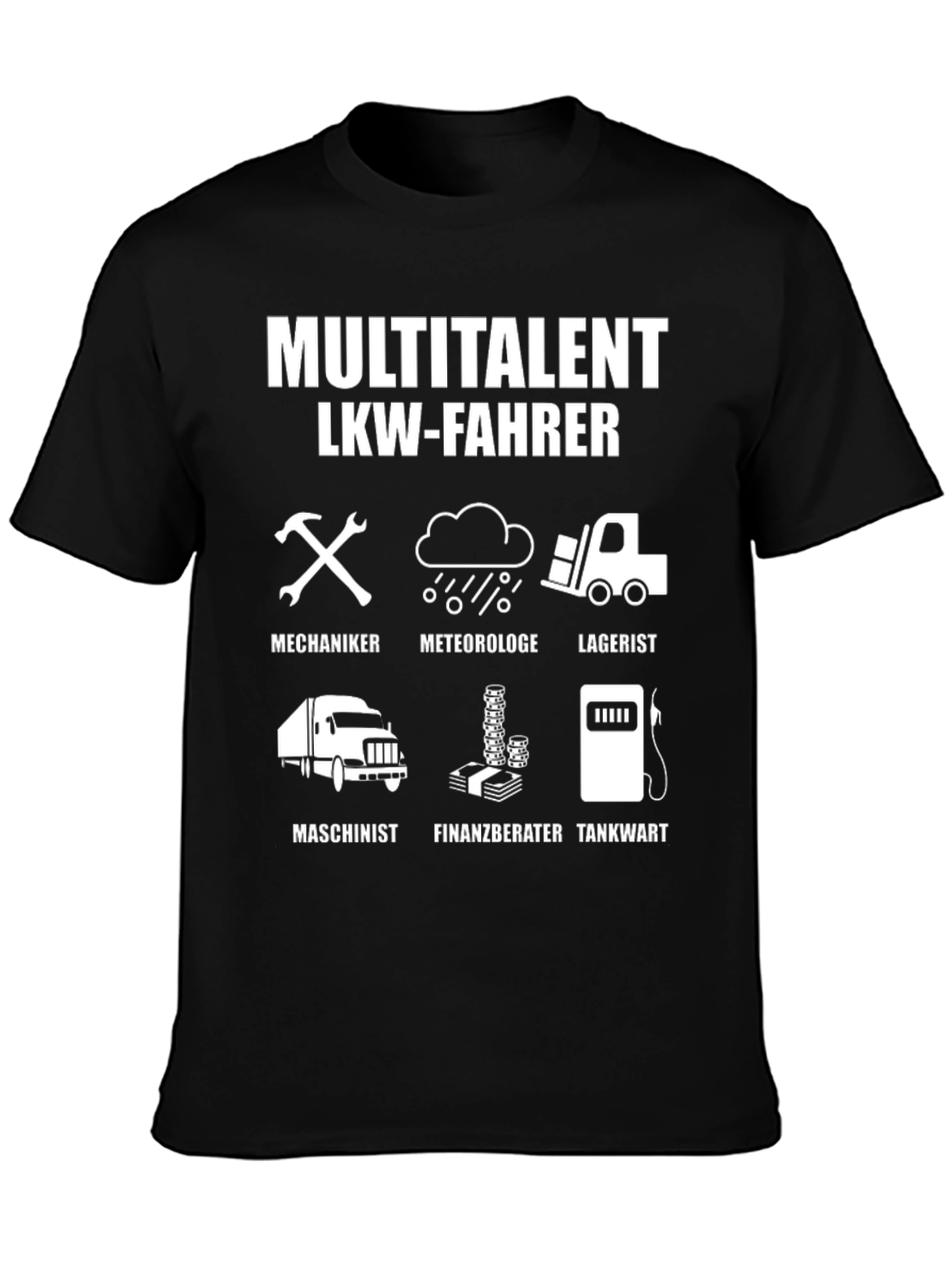 Black Multitalent LKW-Fahrer Black Graphic T-Shirt view 3