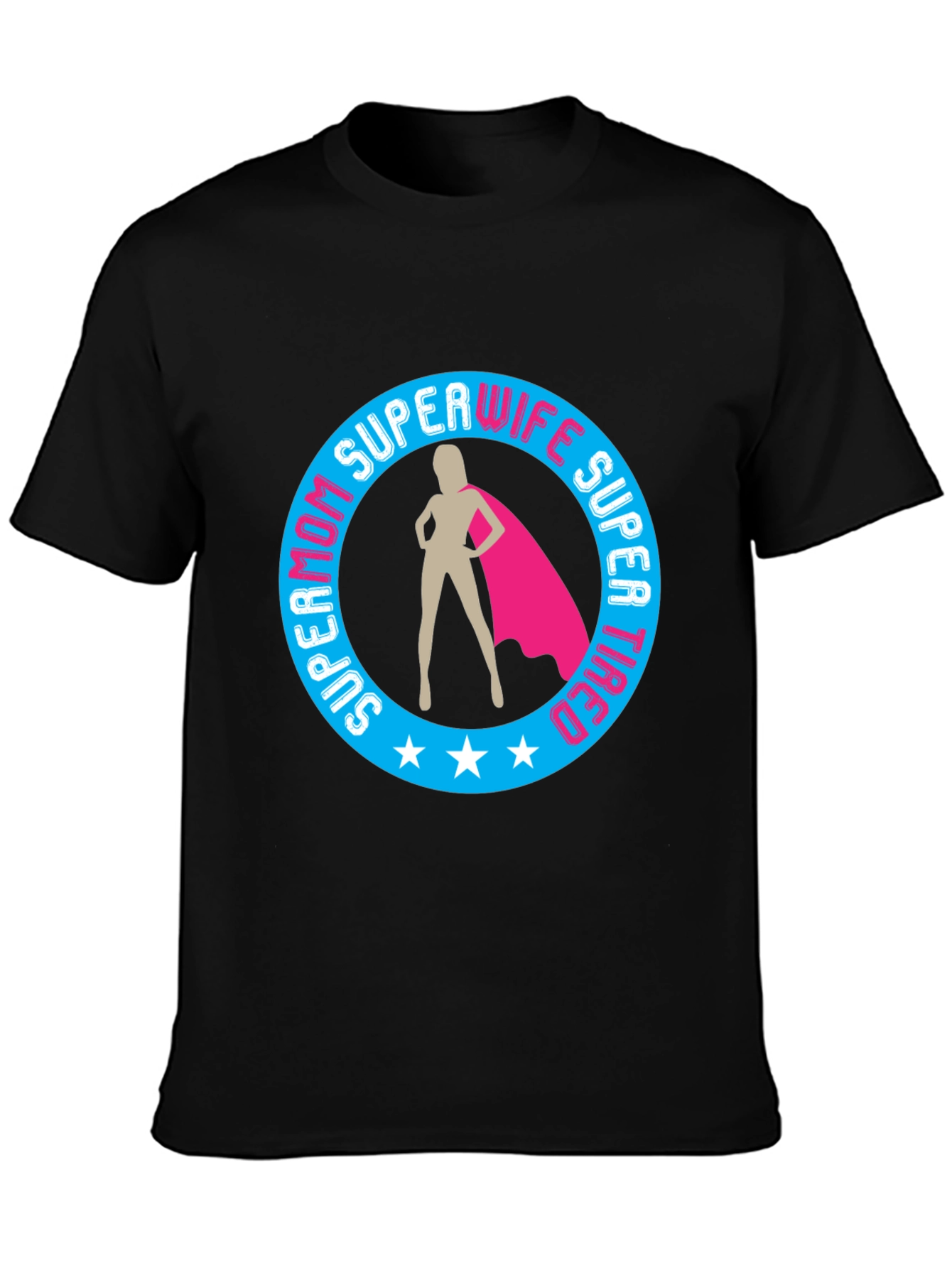 Black Super Mom Wife Tired Graphic T-Shirt view 3