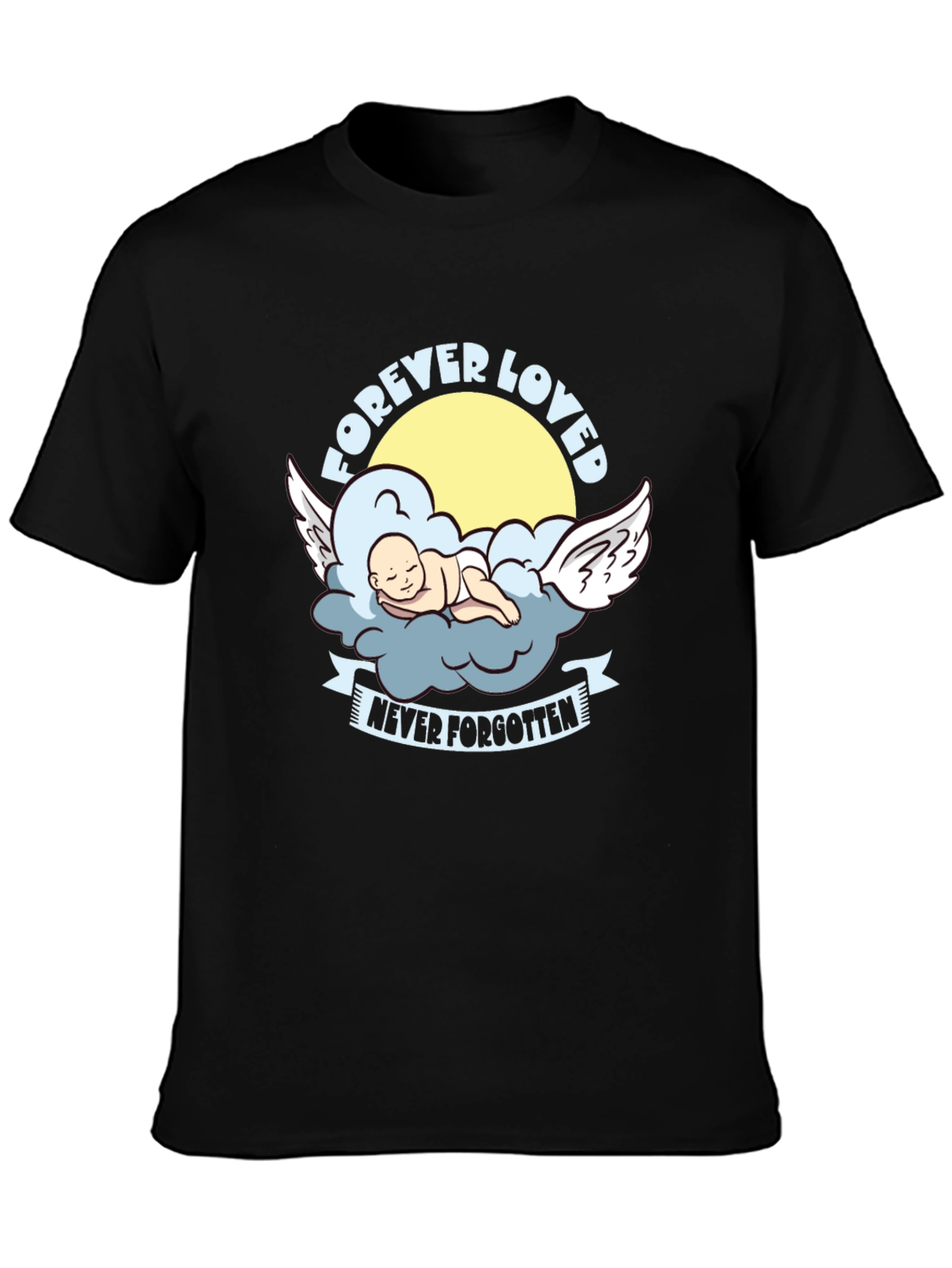 Black Forever Loved Baby Angel Graphic Tee view 3