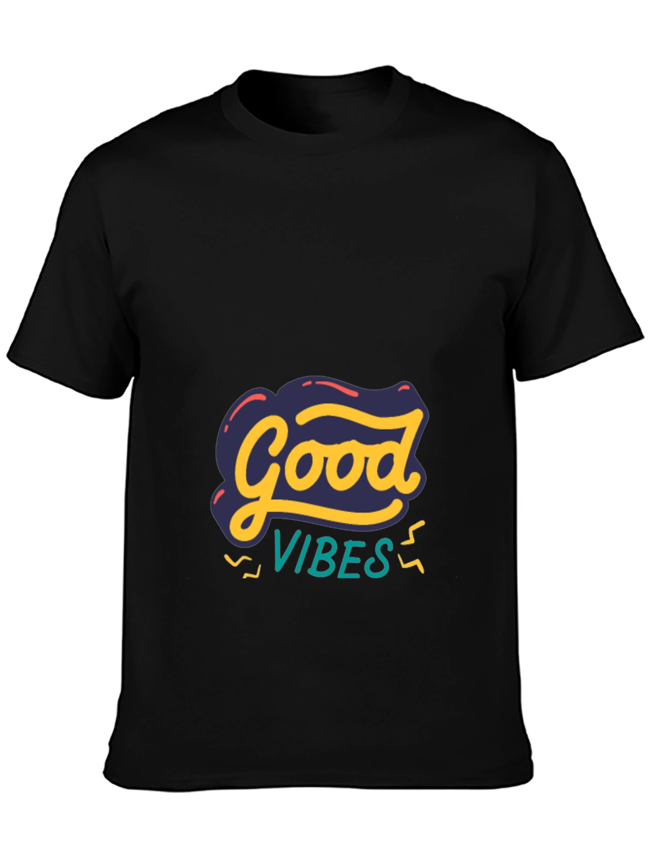 Black Good Vibes Graphic Tee - Stylish Comfort view 3