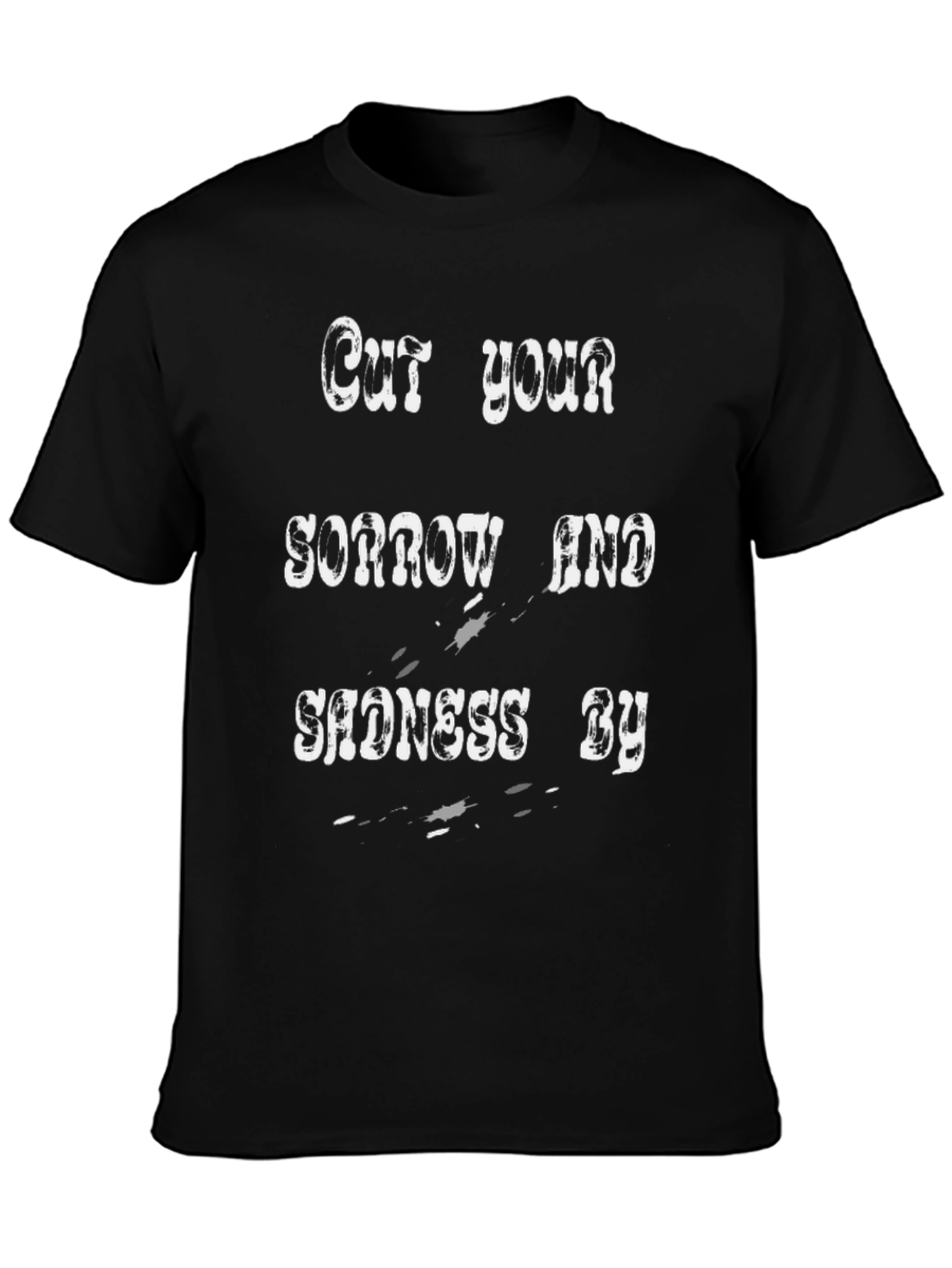 Black Cut Your Sorrow T-Shirt, Black Graphic Tee view 3