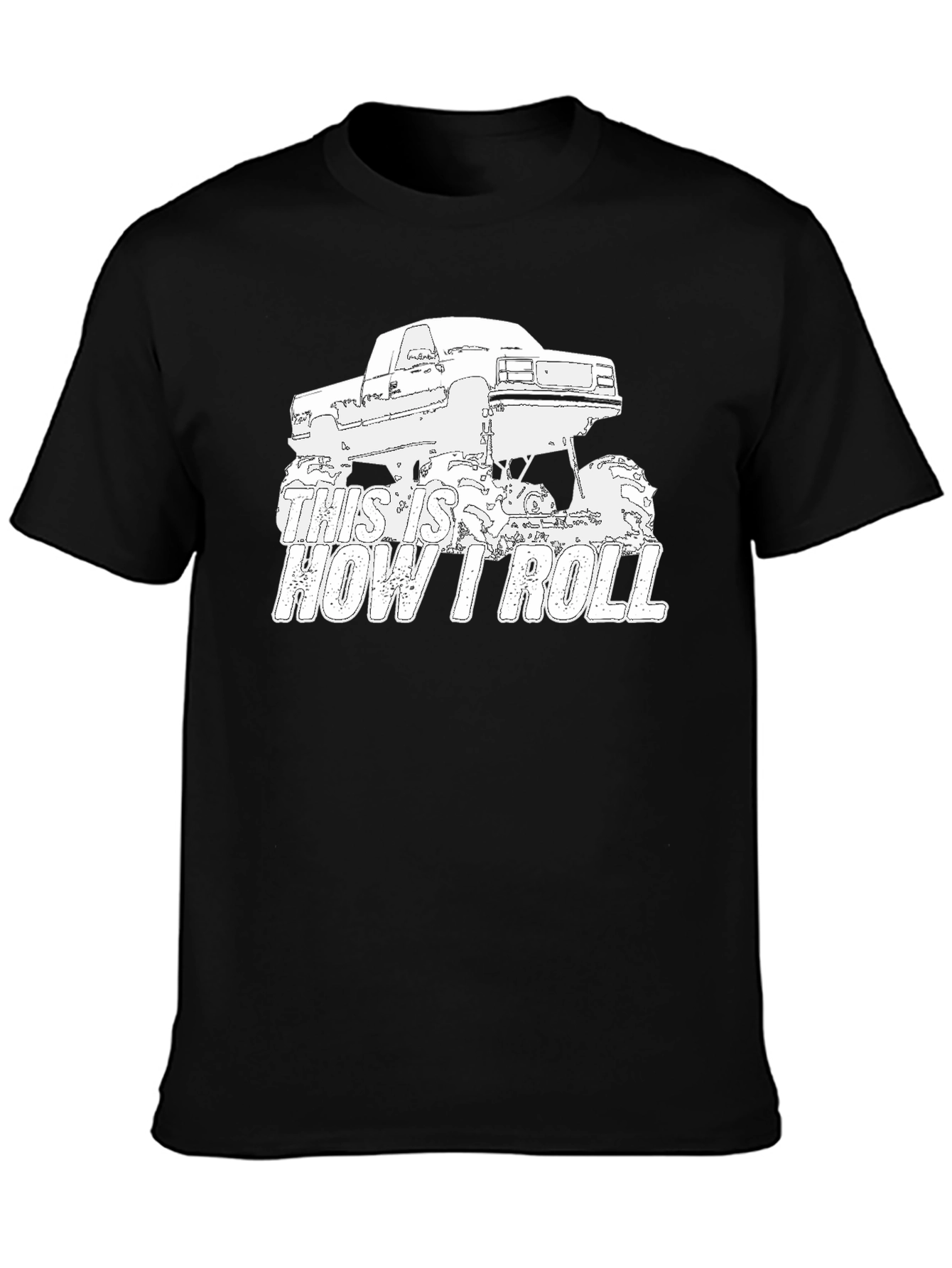 Black This Is How I Roll Monster Truck Graphic Tee view 3