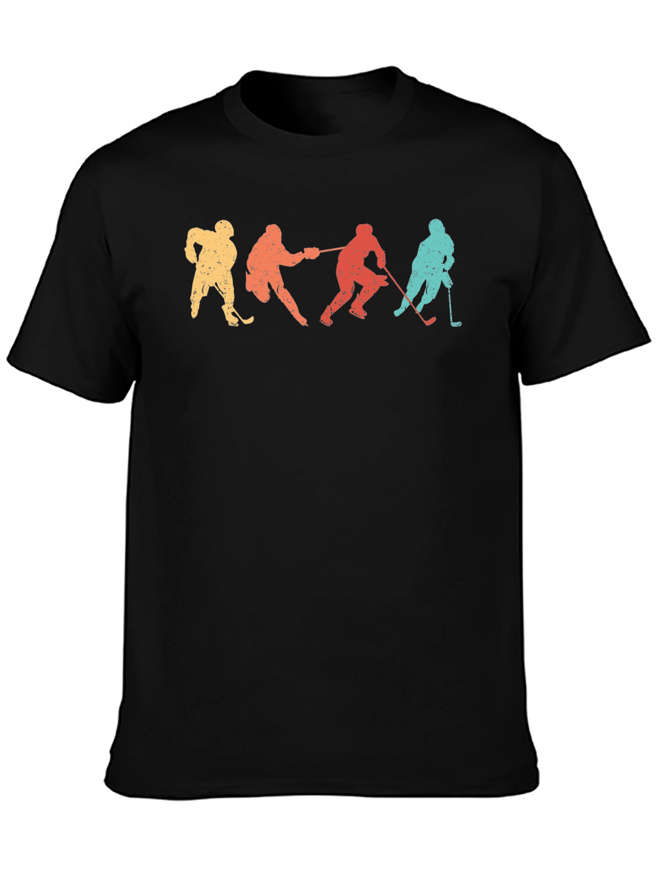 Black Retro Hockey Player Silhouette Graphic Tee view 3