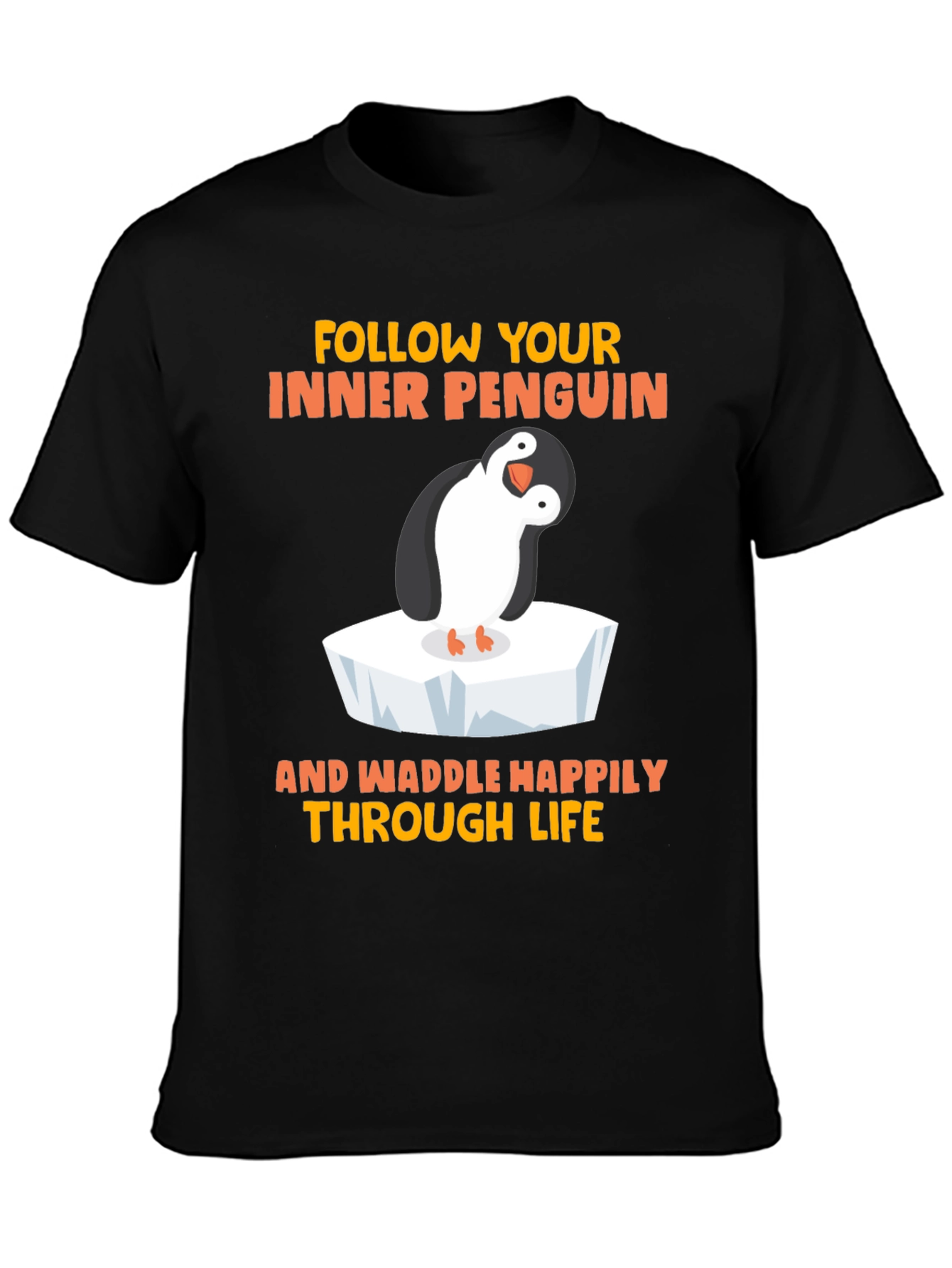 Black Penguin Graphic T-Shirt - Waddle Happily view 3