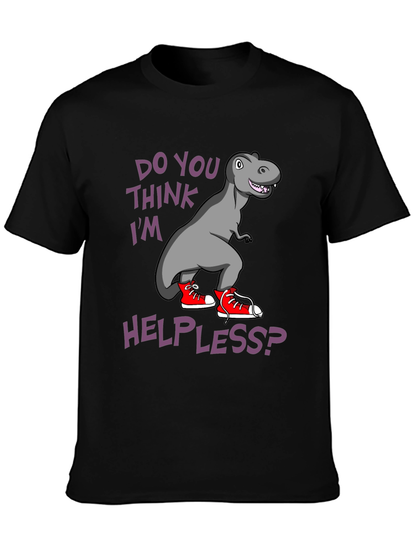 Black Dino Sneaker T-Shirt - Do You Think I'm Helpless? view 3
