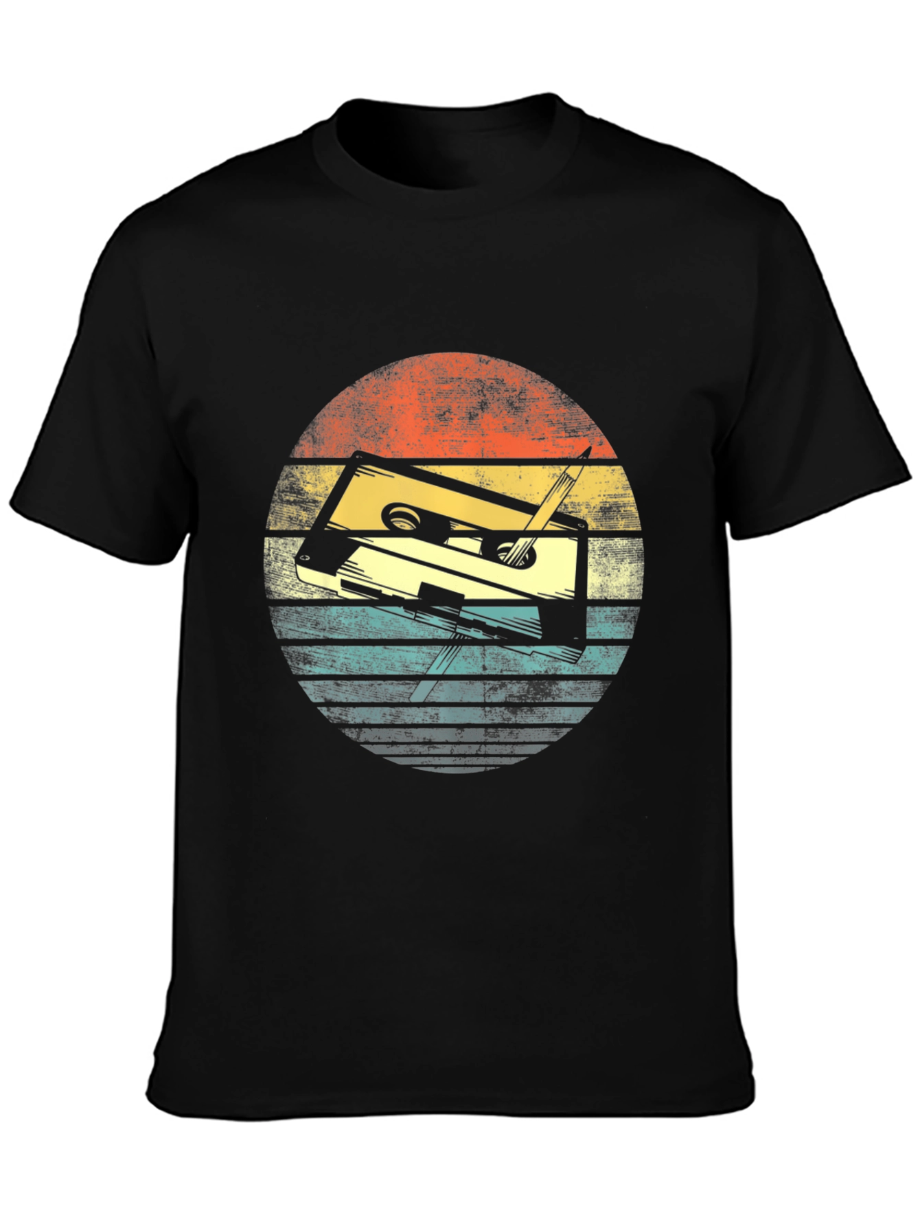 Black Retro Cassette Tape Graphic T-Shirt view 3
