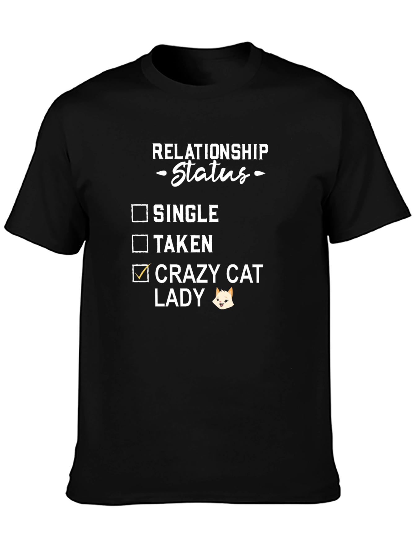 Black Crazy Cat Lady Relationship Status T-Shirt view 3