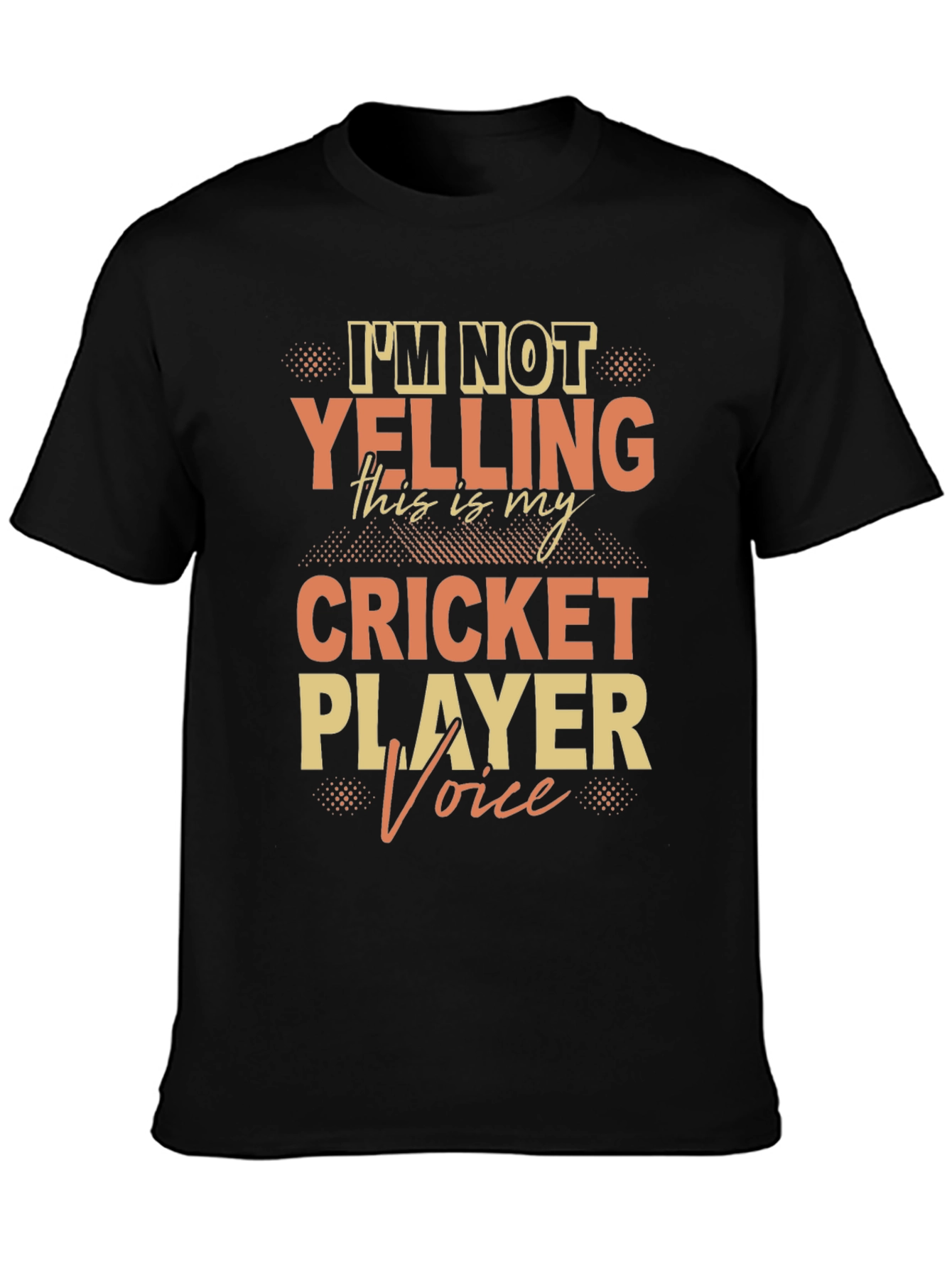 Black Cricket Player Voice T-Shirt view 3
