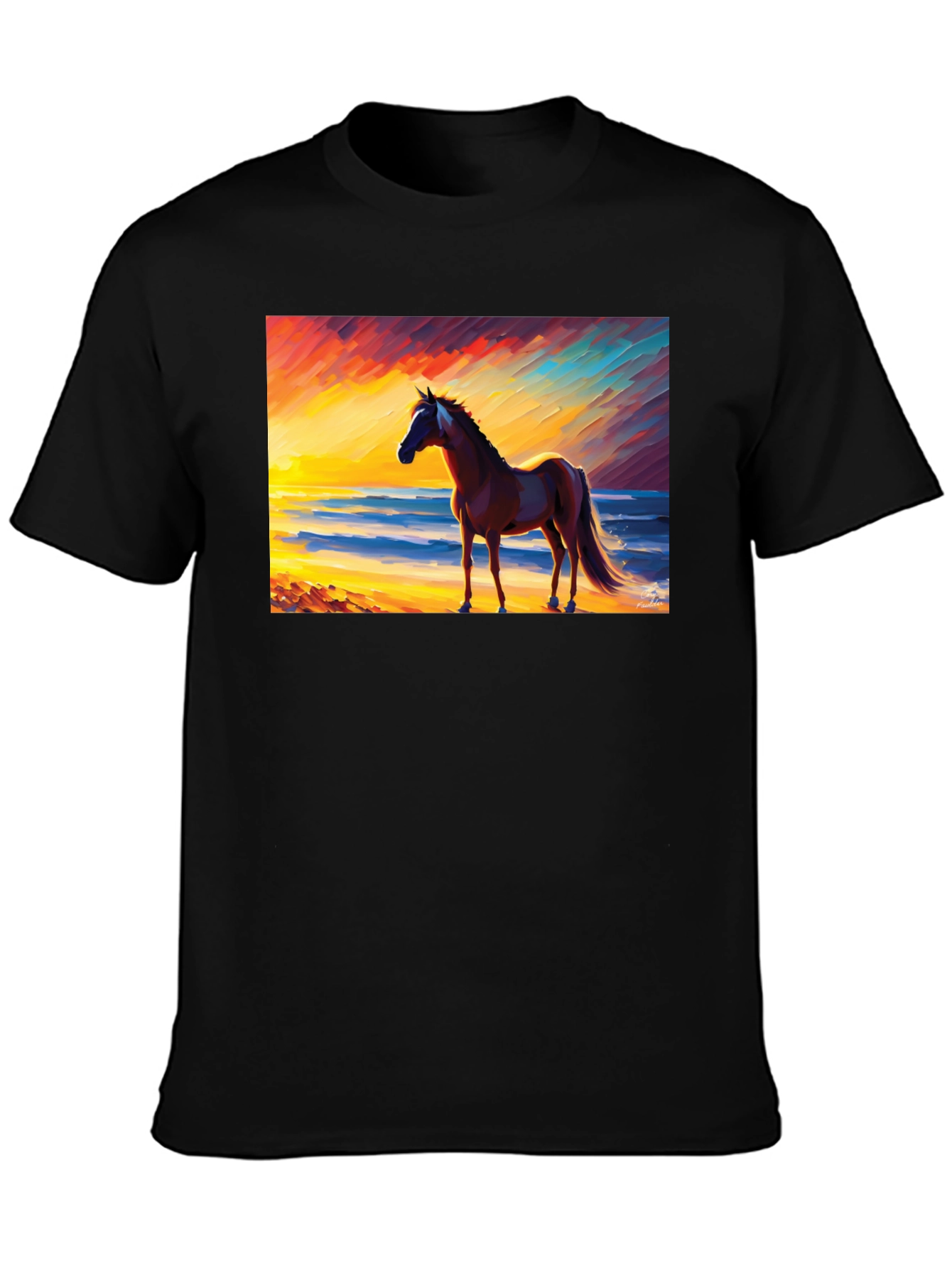 Black Horse Beach Sunset Graphic Tee view 3