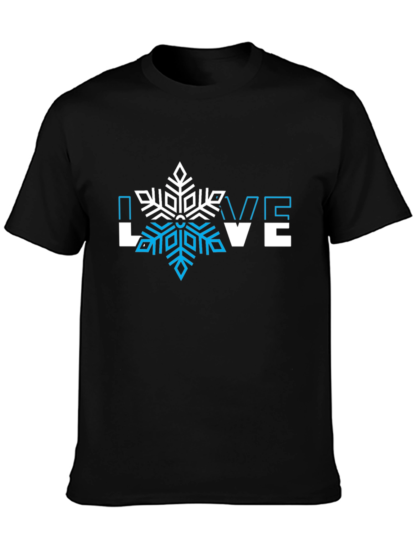 Black Winter Love Snowflake Graphic Tee - Black view 3