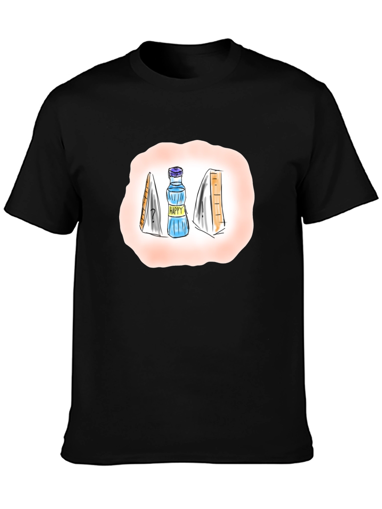 Black Happy Water & Sandwich Graphic T-Shirt - Black view 3