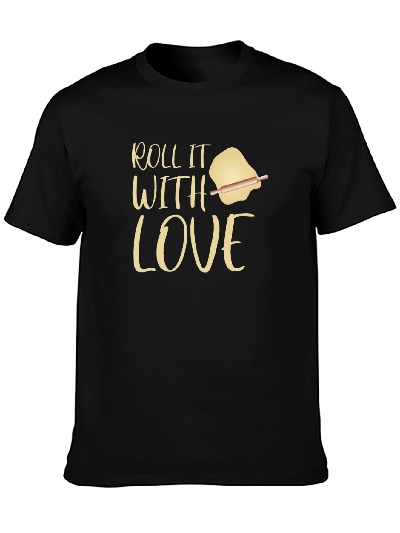 Black Roll It With Love Graphic T-Shirt - Unisex Cooking Tee view 3