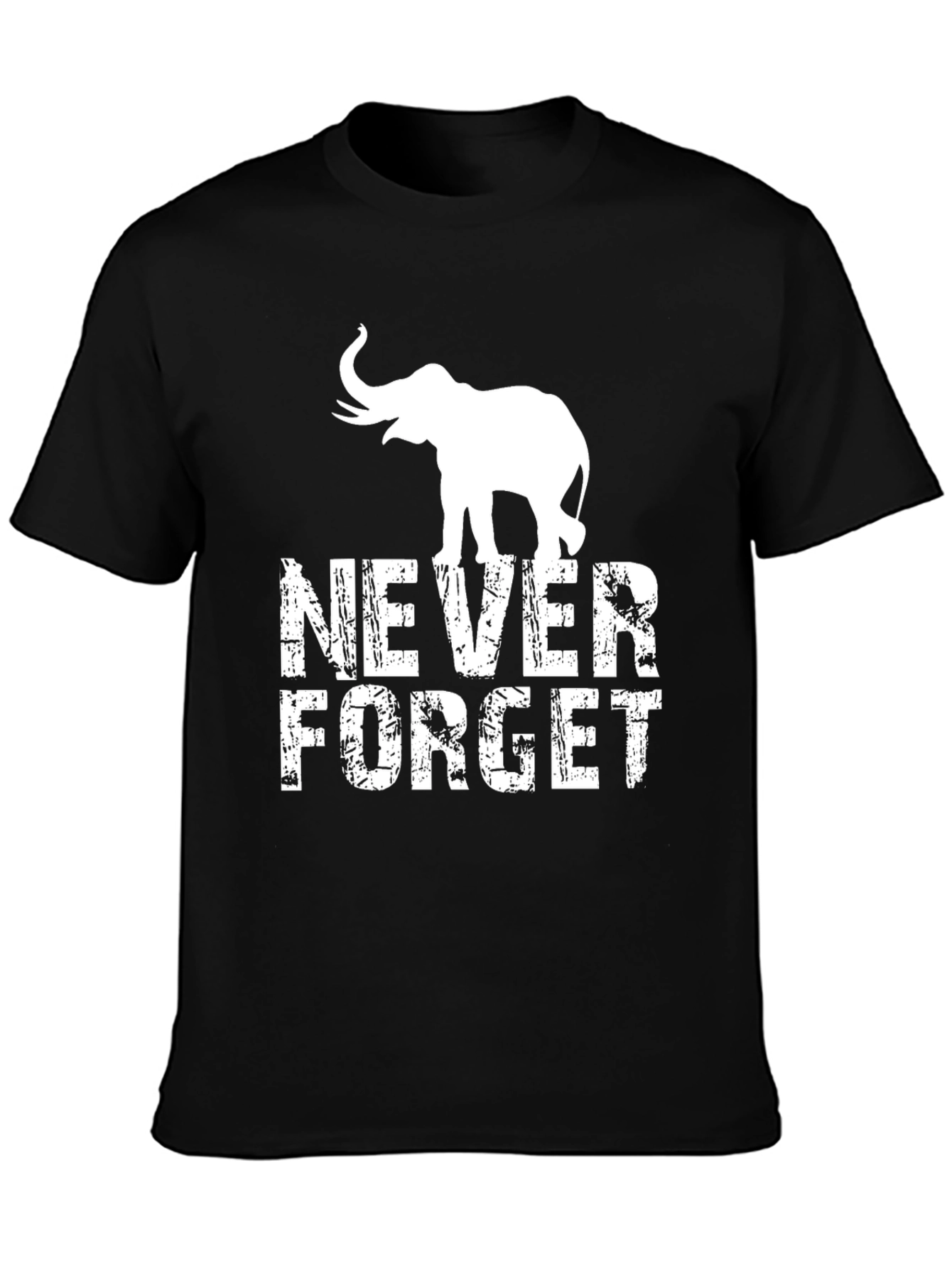Black Never Forget Elephant Graphic Tee - Black T-Shirt view 3
