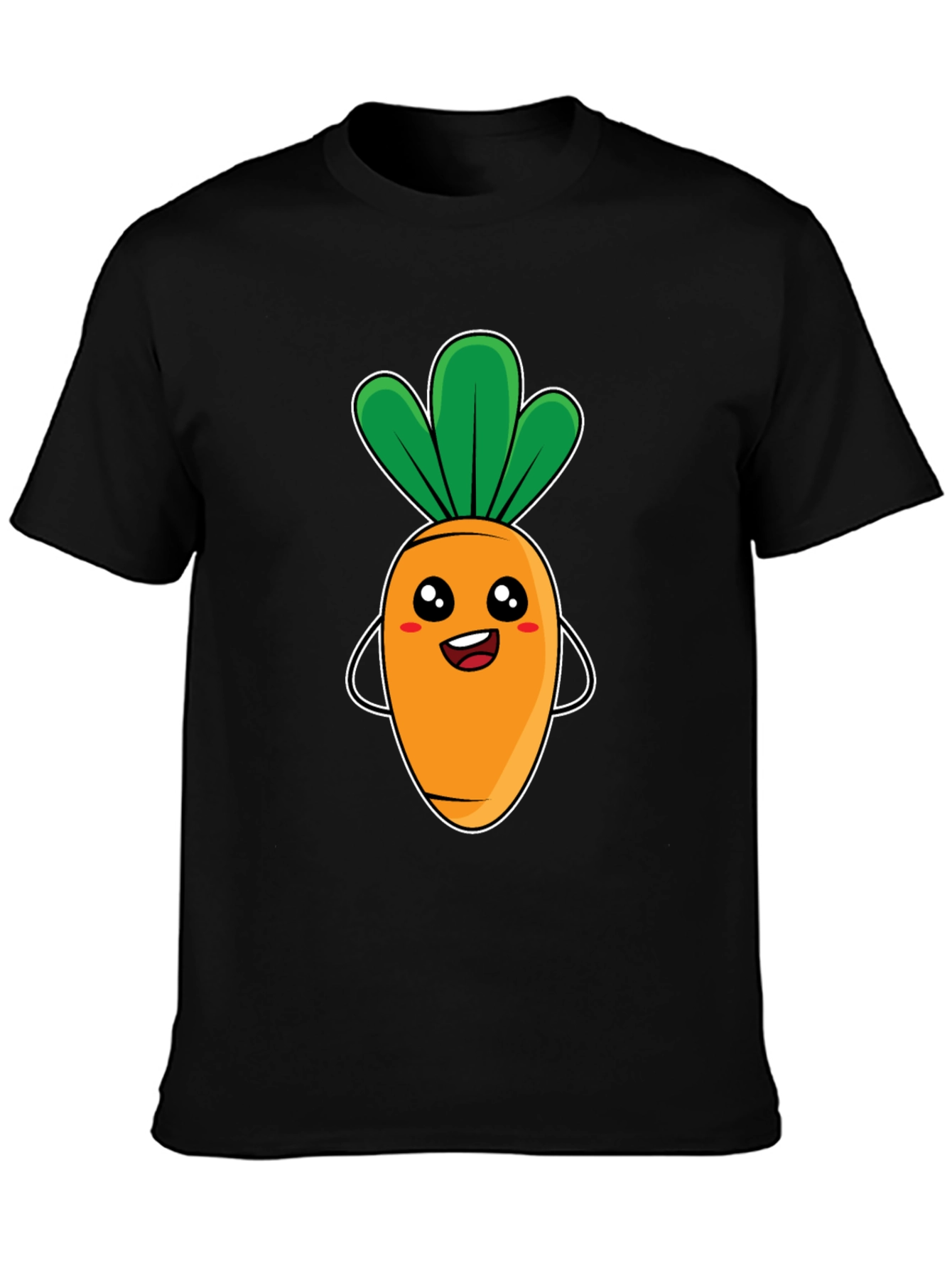 Black Cute Carrot Graphic Tee - Black Unisex T-Shirt view 3