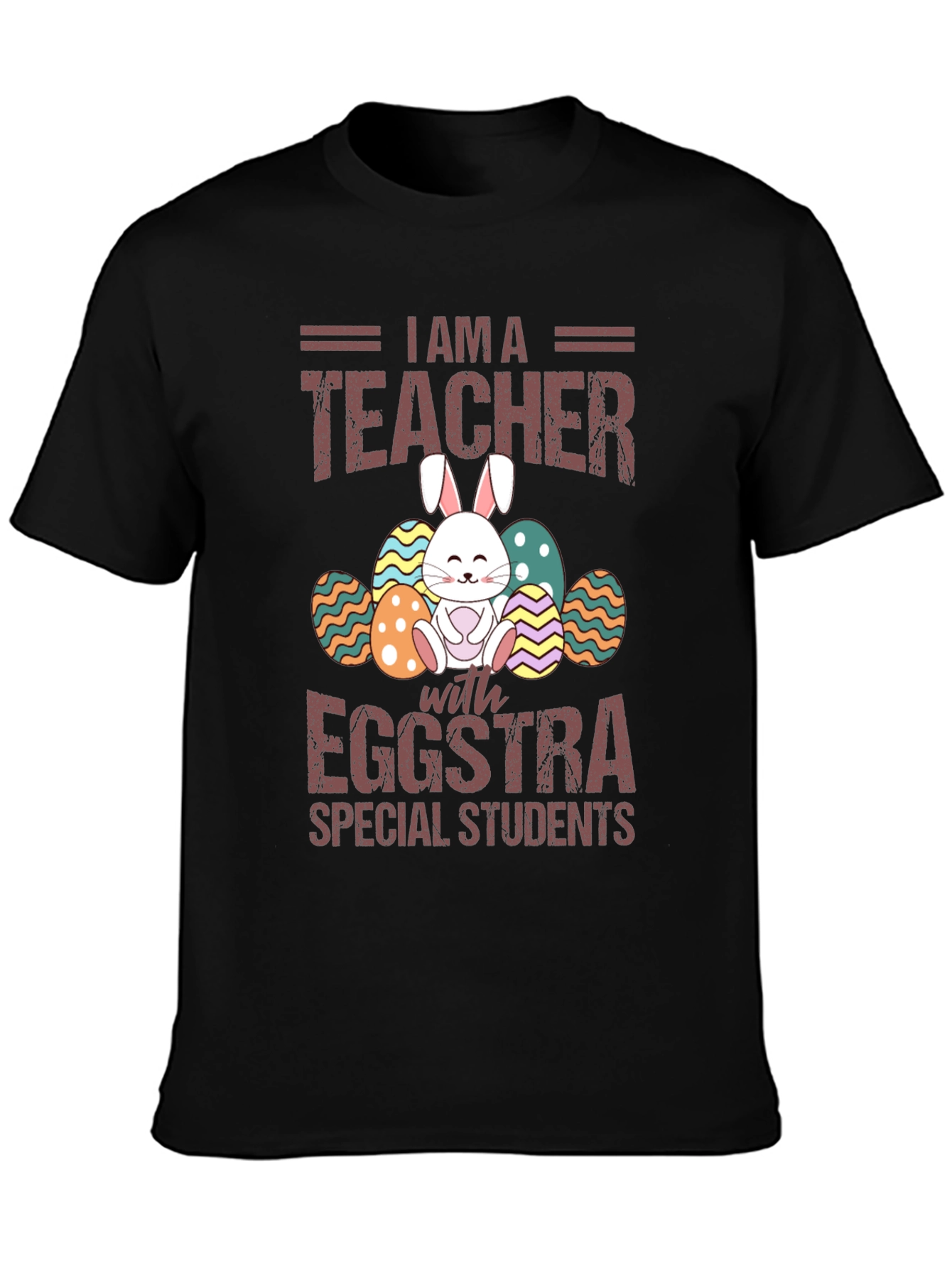Black I am a Teacher with Eggstra Special Students T-Shirt view 3
