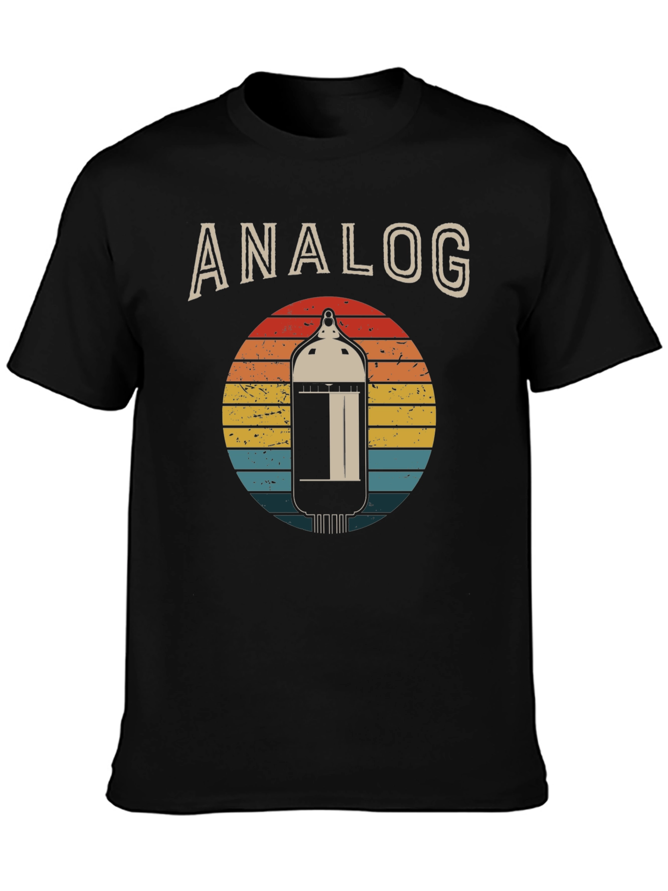 Black Analog Tube Sunset Graphic Tee - Vintage Style view 3