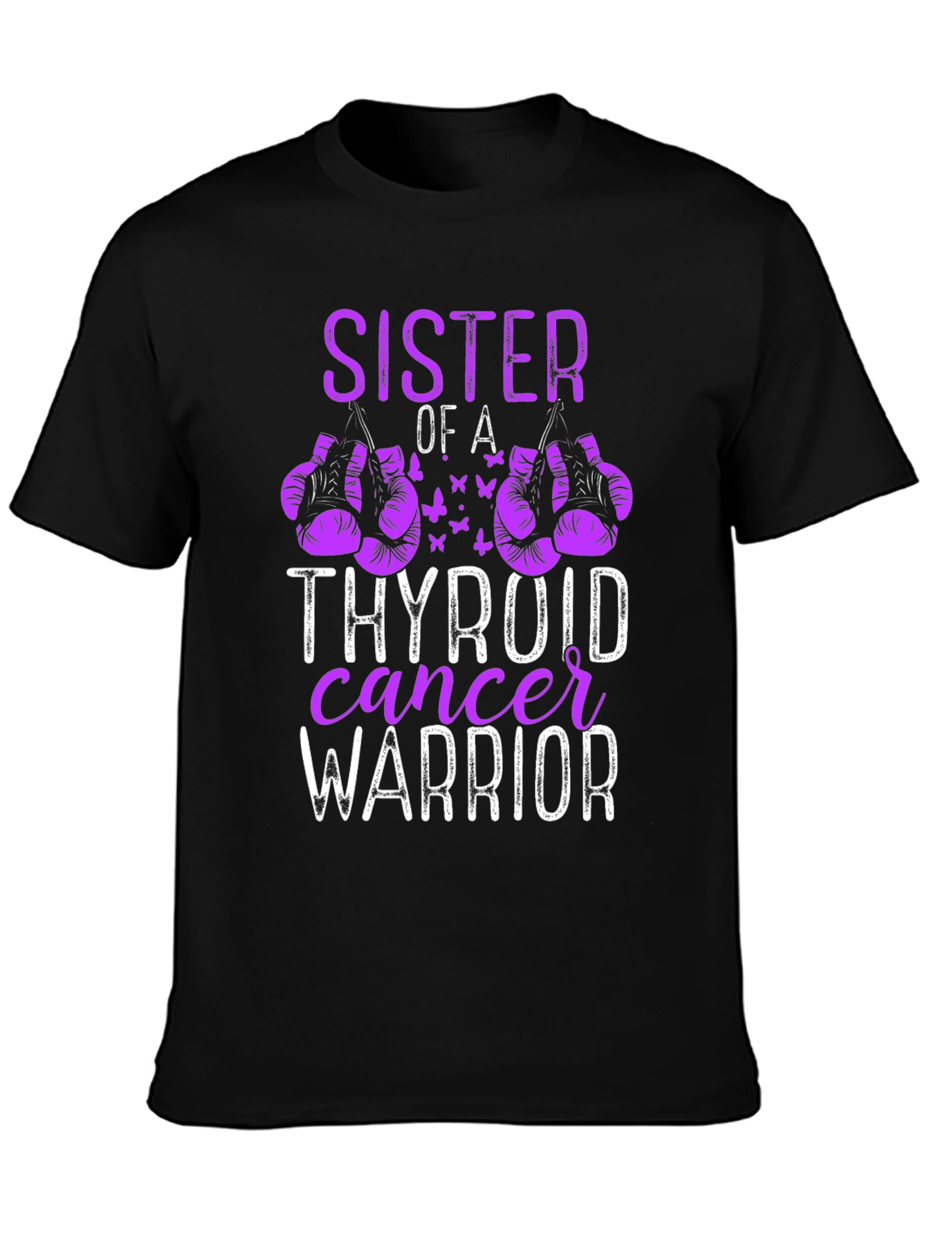 Black Sister of a Thyroid Cancer Warrior T-Shirt view 3