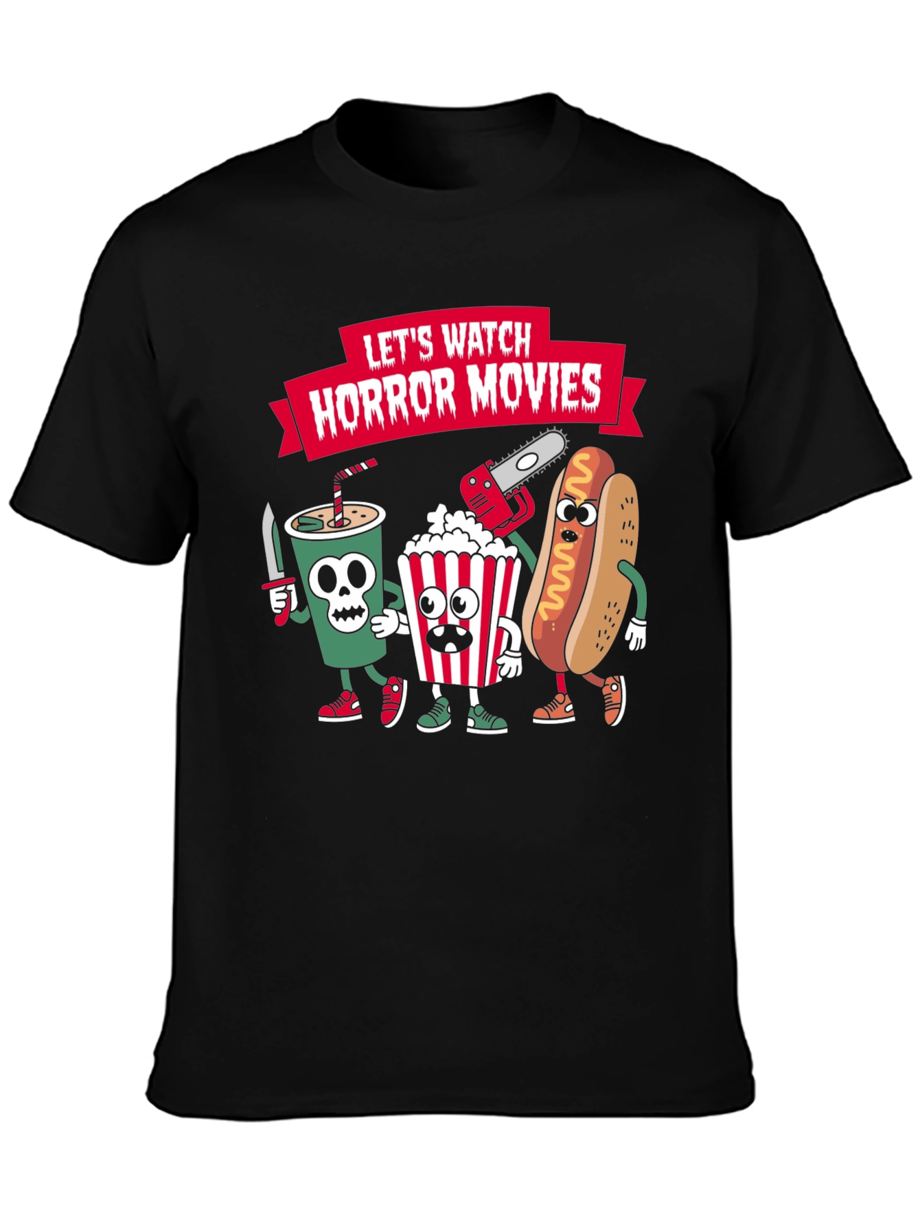 Black Horror Movie Night T-Shirt view 3