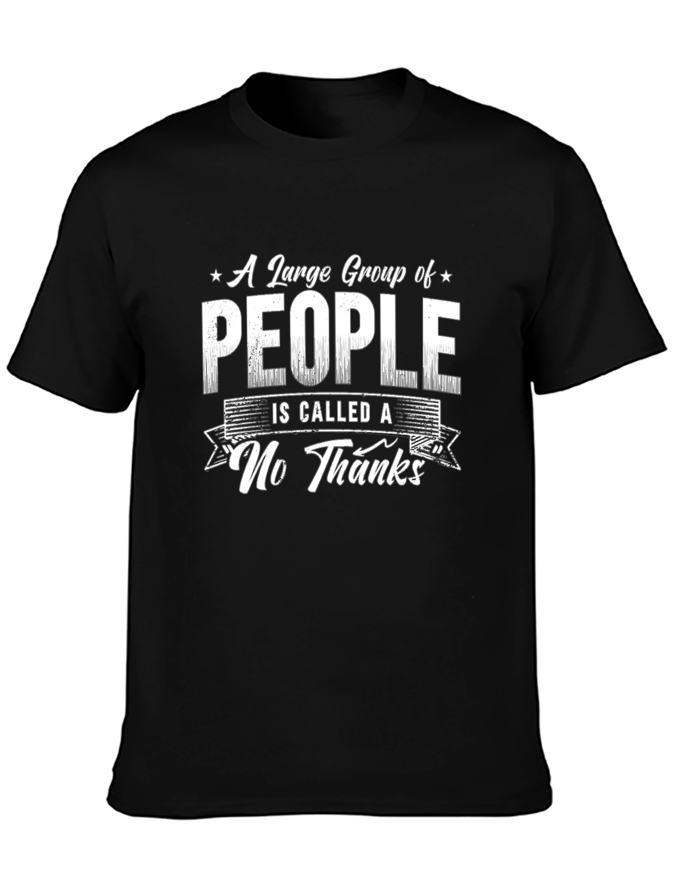 Black Funny Sarcastic Graphic Tee - No Thanks view 3