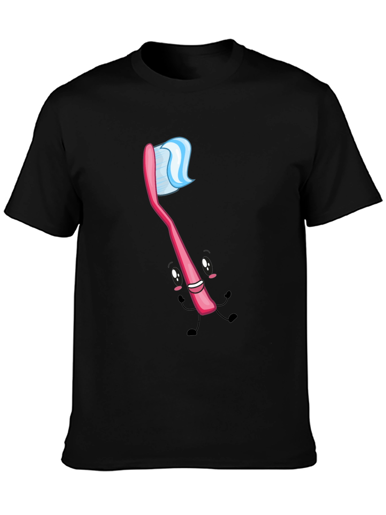 Black Fun Toothbrush Graphic Tee - Black Cotton Blend view 3