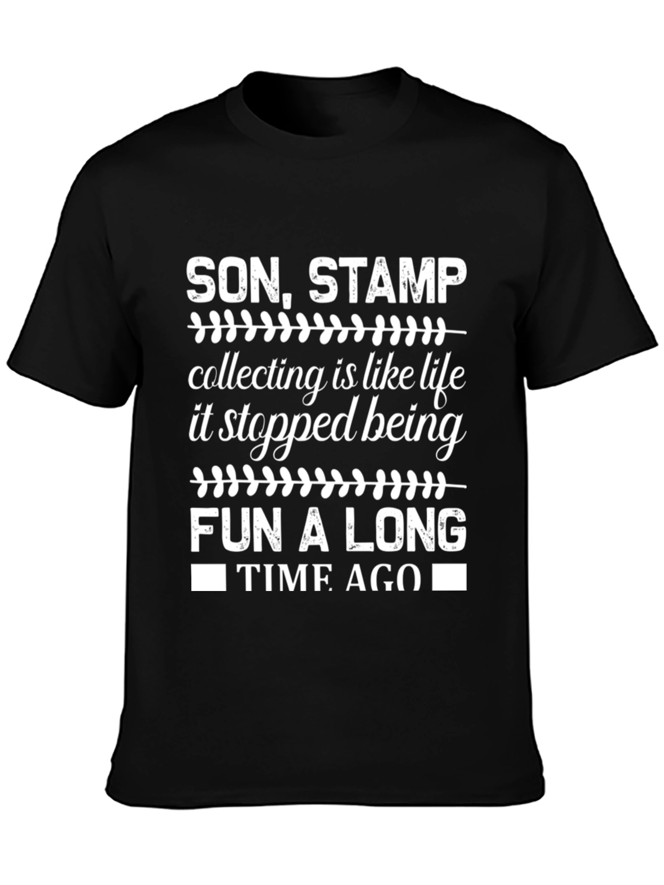 Black Stamp Collecting Humor Graphic Tee view 3