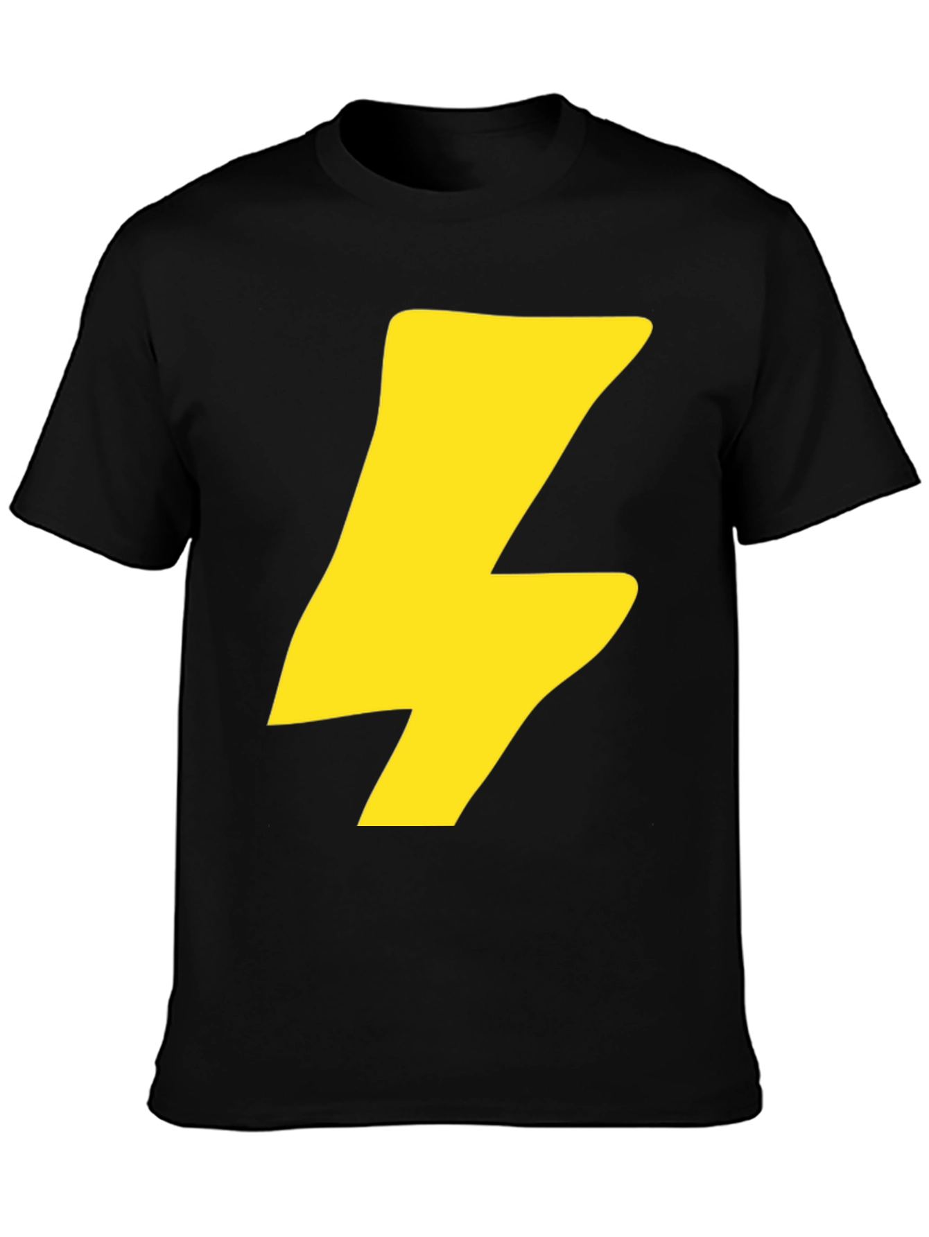 Black Flash Bolt Graphic Tee - Black Cotton Crew Neck T-Shirt view 3