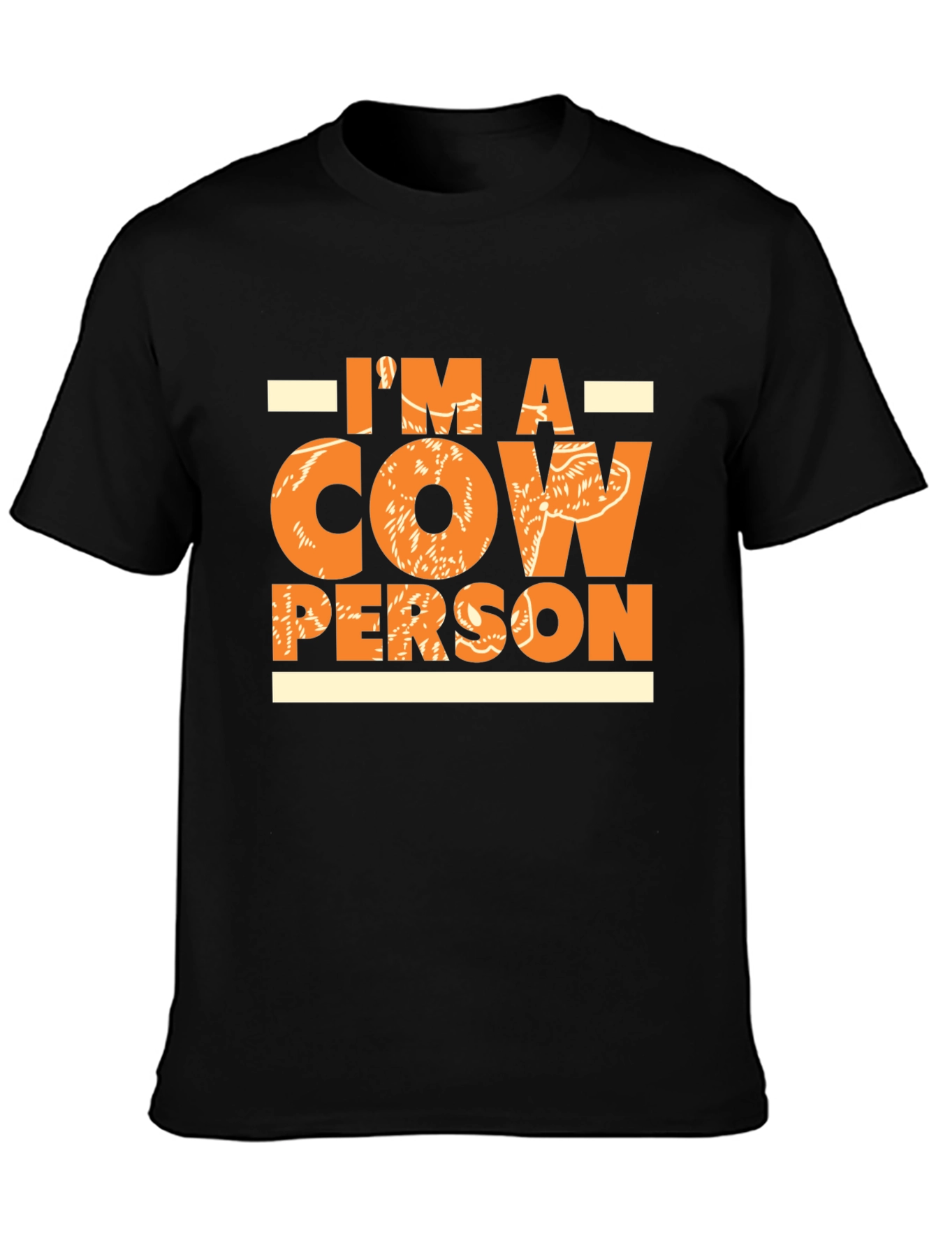 Black Cow Person Graphic Tee - Black Cotton Comfort Fit T-Shirt view 3
