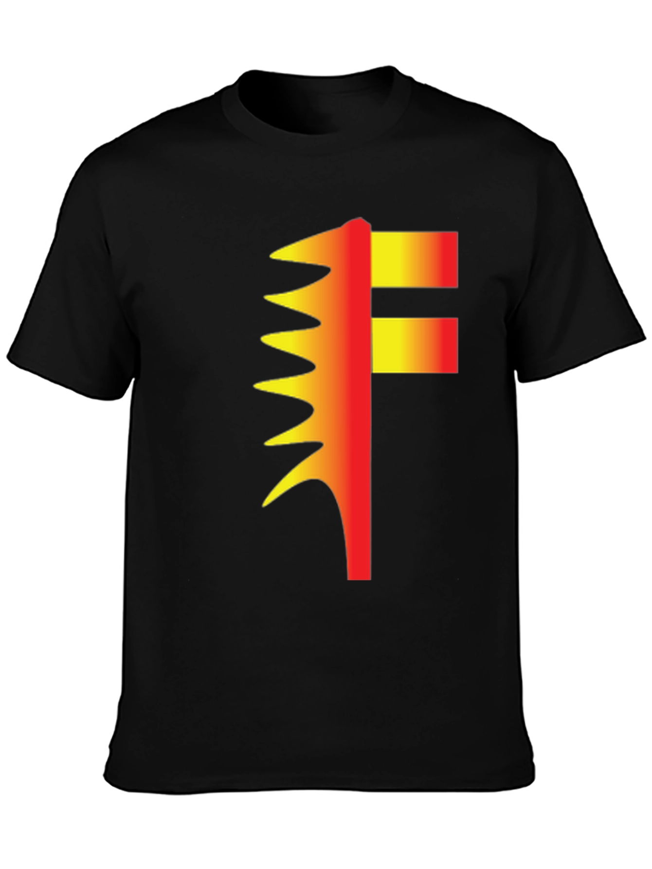 Black Abstract F Graphic Black Tee view 3