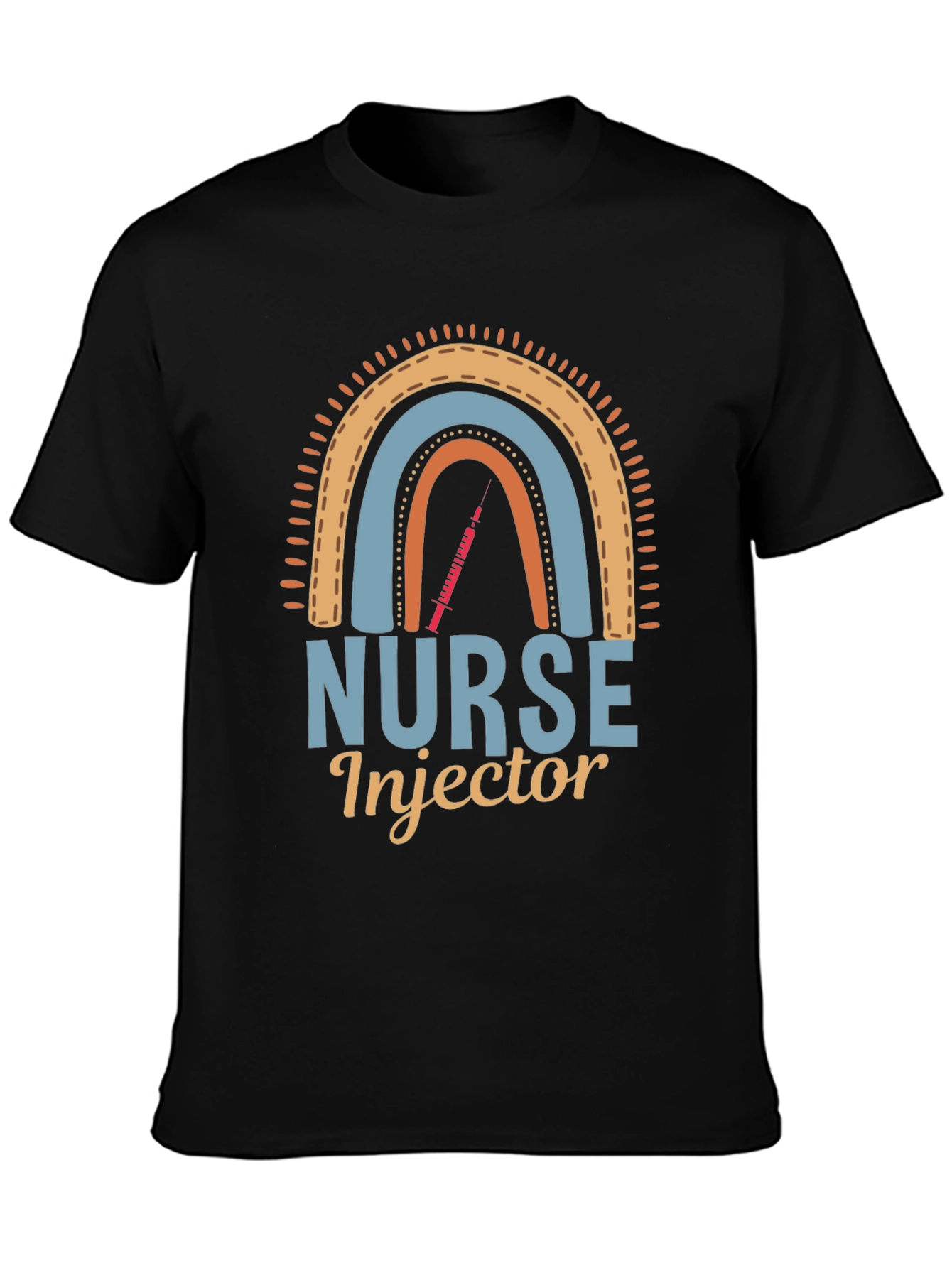 Black Nurse Injector Rainbow Graphic Tee view 3