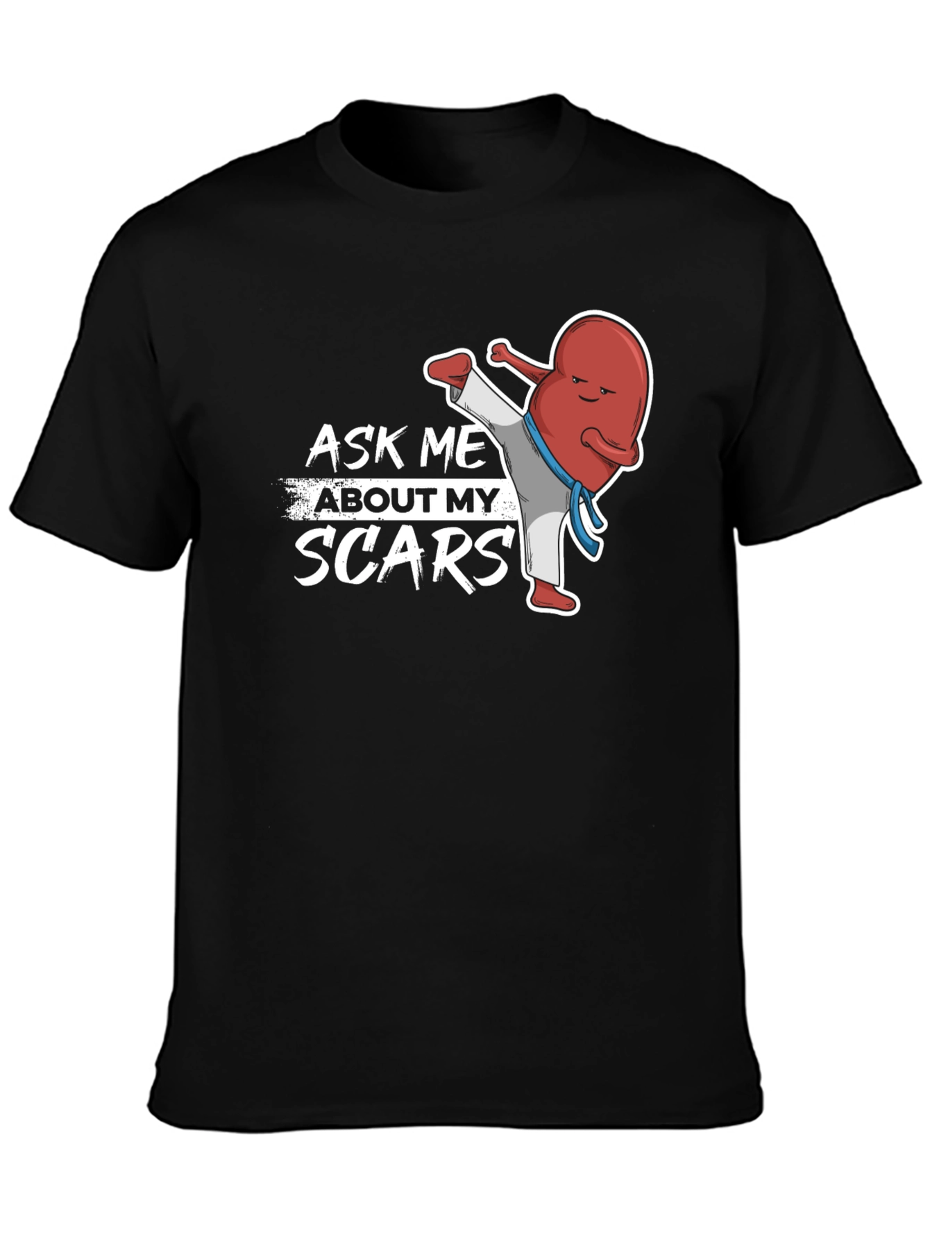 Black Ask Me About My Scars T-Shirt - Kidney Punch! view 3